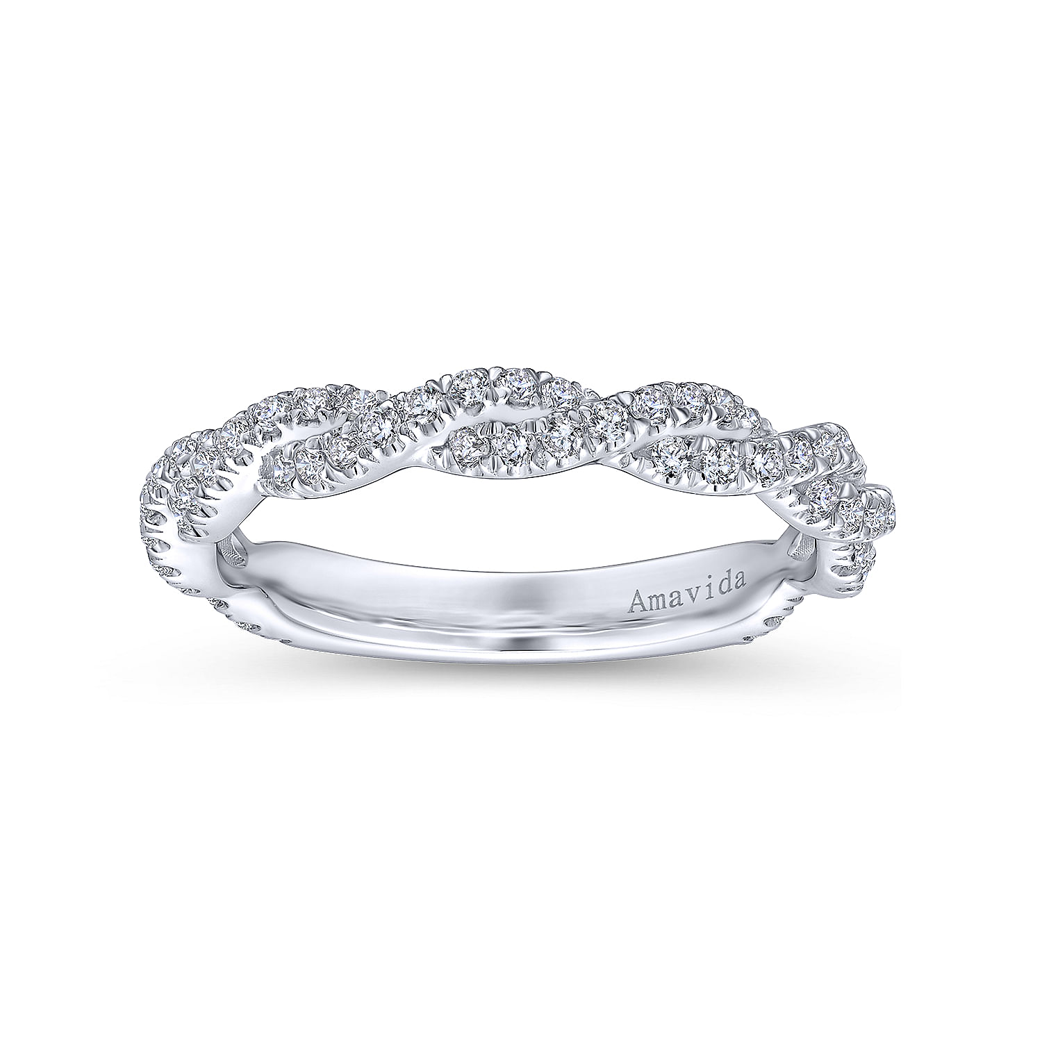 18k White Gold Diamond Criss Cross Wedding Band angle 5 18k White Gold Diamond Criss Cross Wedding Band angle 5