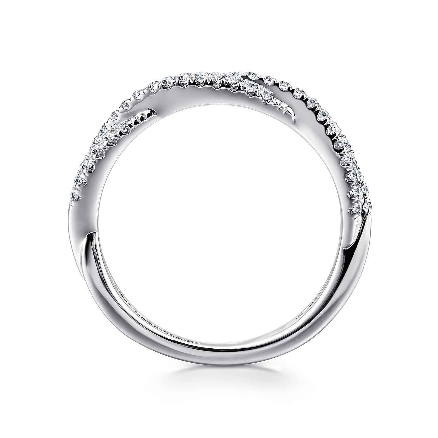 18k White Gold Diamond Criss Cross Wedding Band angle 2 18k White Gold Diamond Criss Cross Wedding Band angle 2