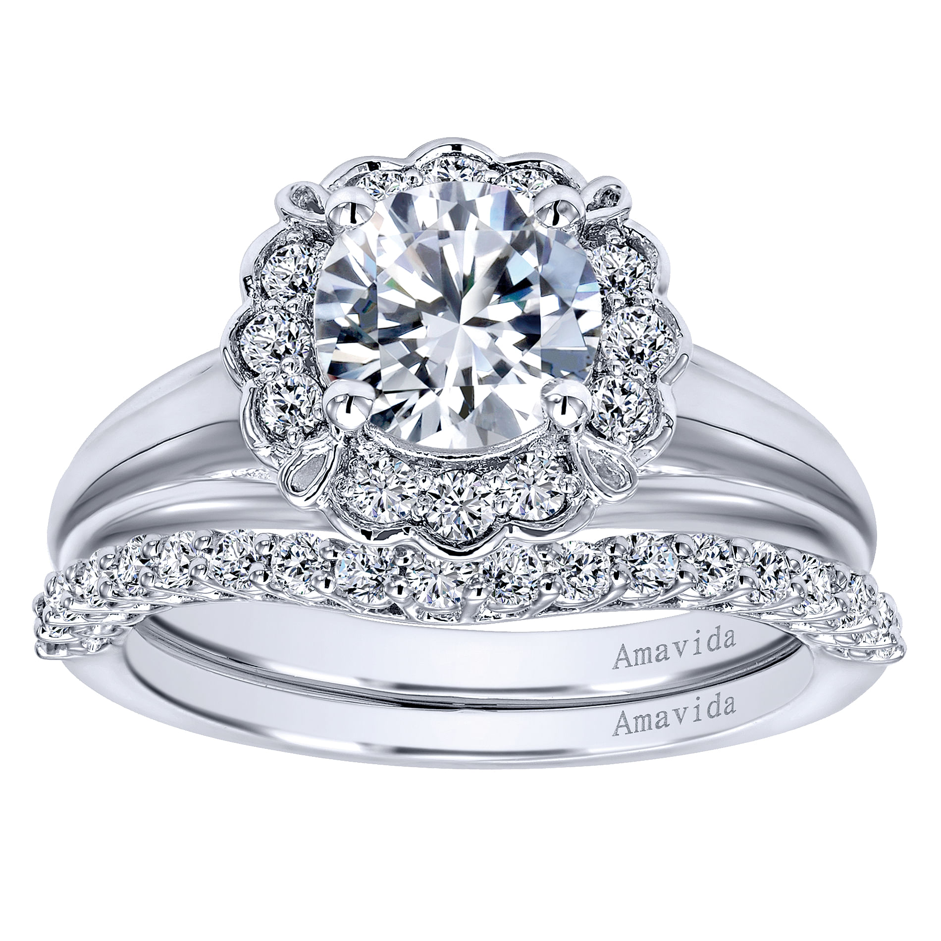 18k White Gold Diamond Curved Wedding Band angle 4 18k White Gold Diamond Curved Wedding Band angle 4