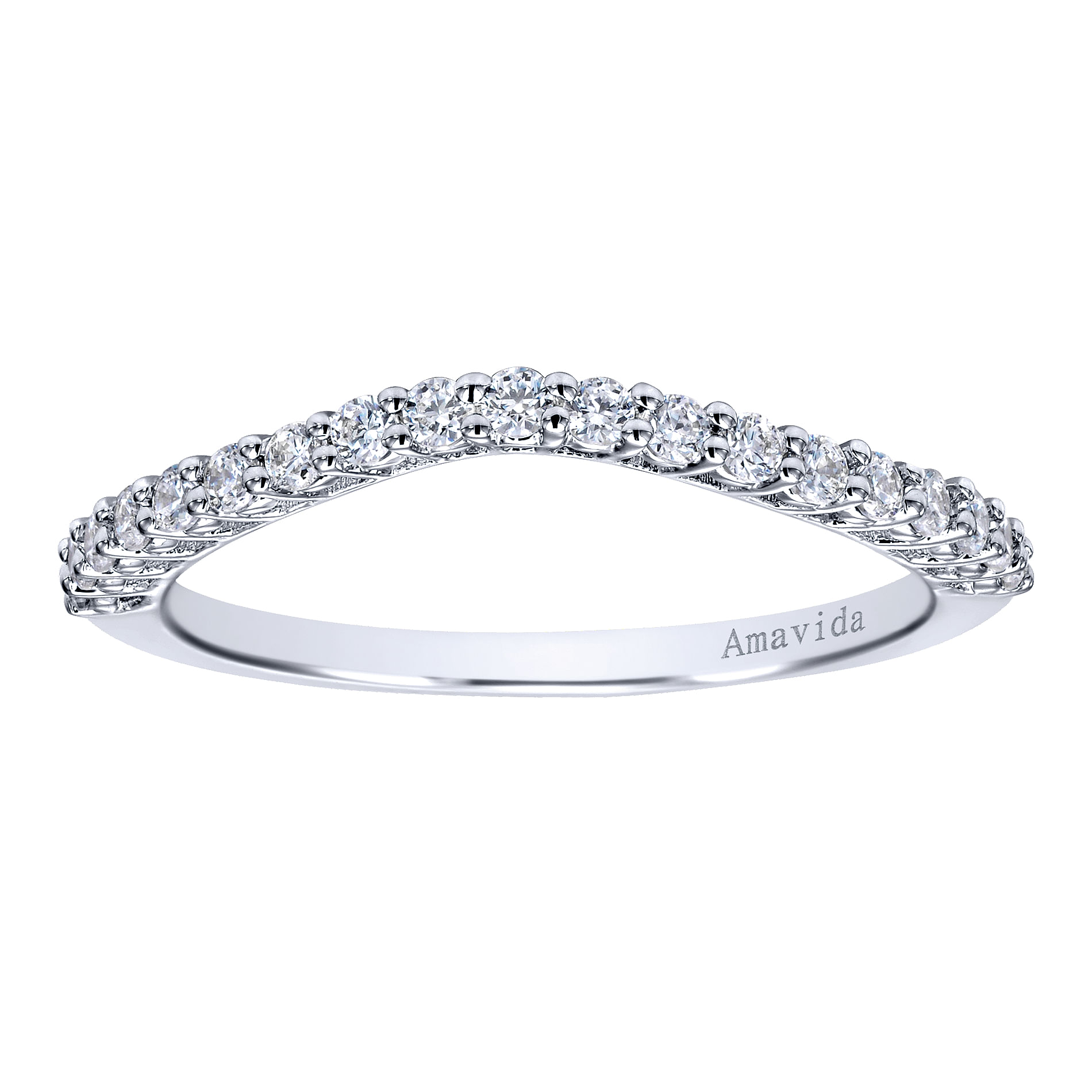 18k White Gold Diamond Curved Wedding Band angle 5 18k White Gold Diamond Curved Wedding Band angle 5