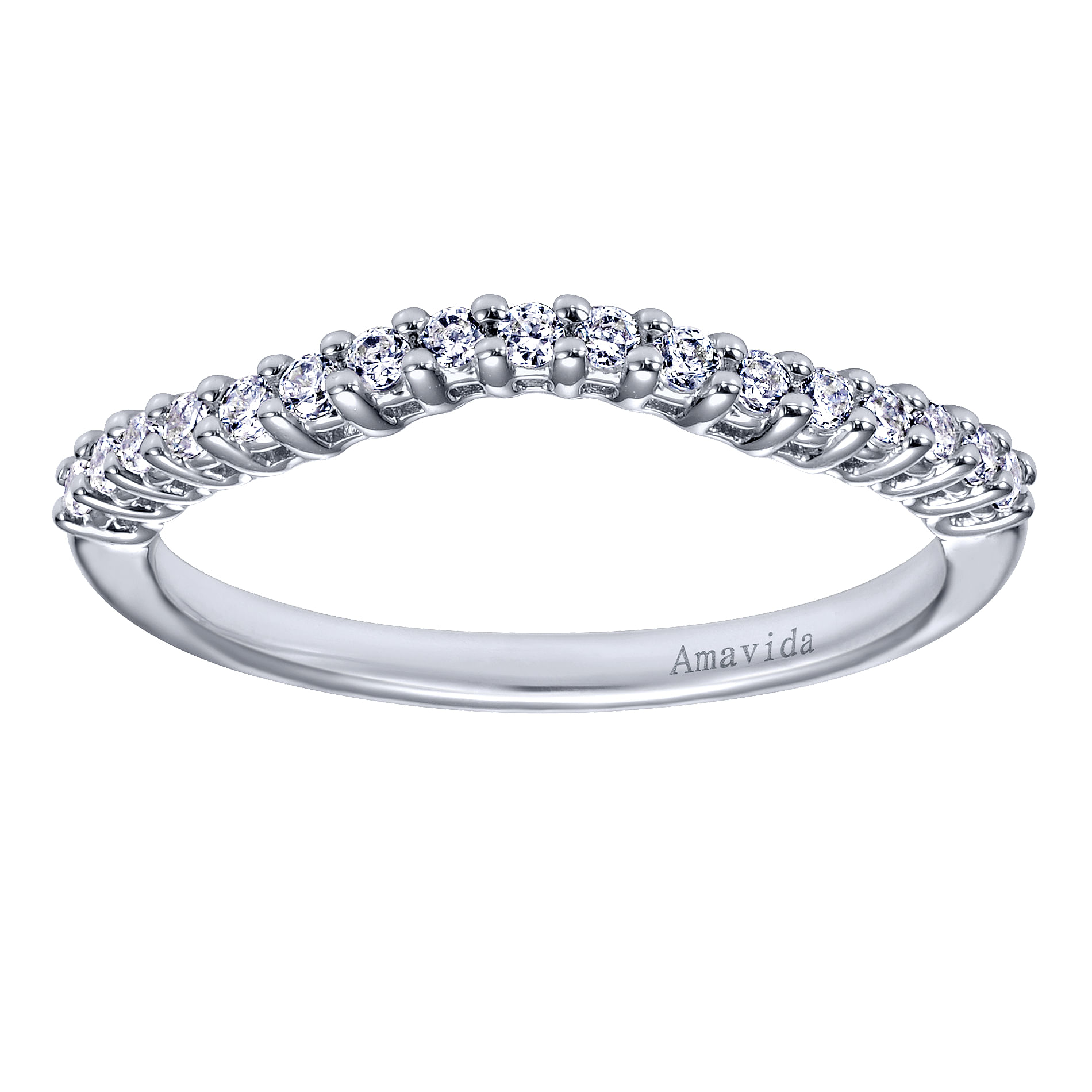 18k White Gold Diamond Curved Wedding Band angle 5 18k White Gold Diamond Curved Wedding Band angle 5