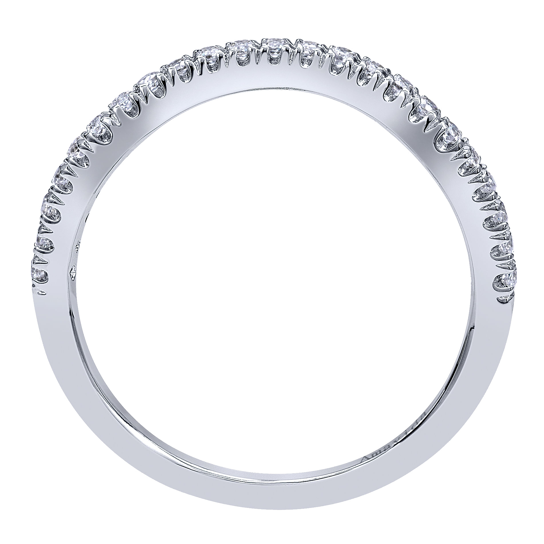 18k White Gold Diamond Curved Wedding Band angle 2 18k White Gold Diamond Curved Wedding Band angle 2