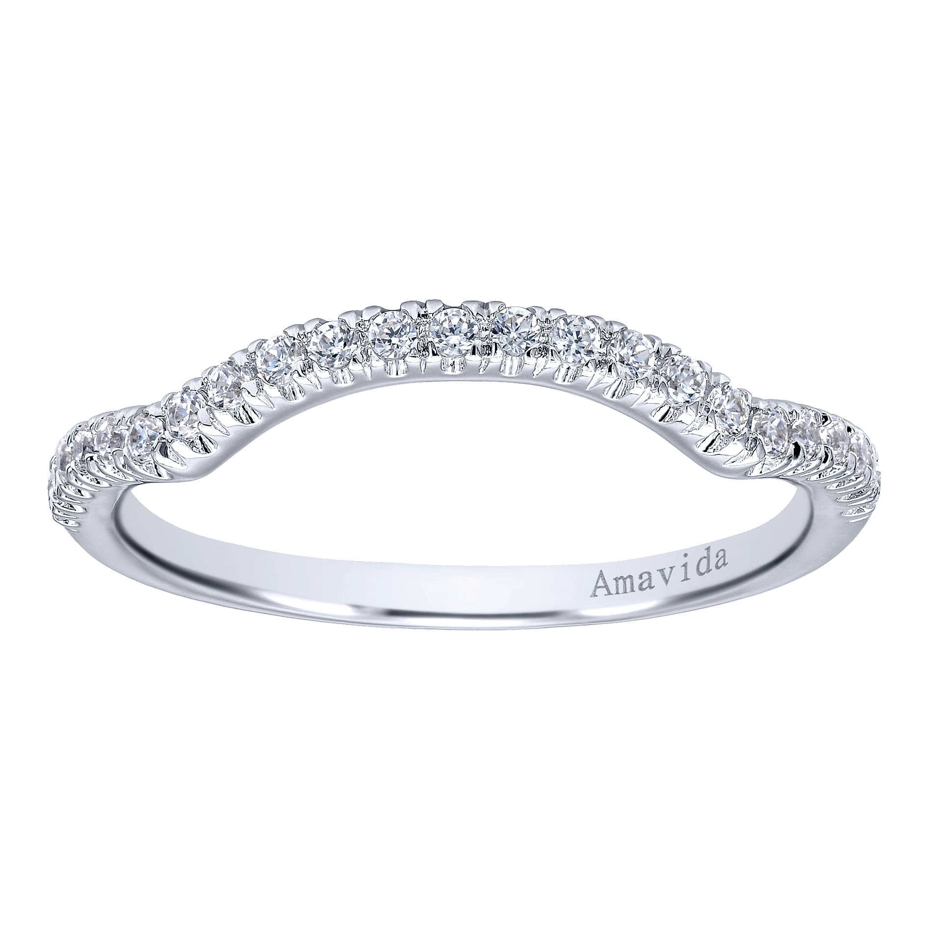 18k White Gold Diamond Curved Wedding Band angle 5 18k White Gold Diamond Curved Wedding Band angle 5