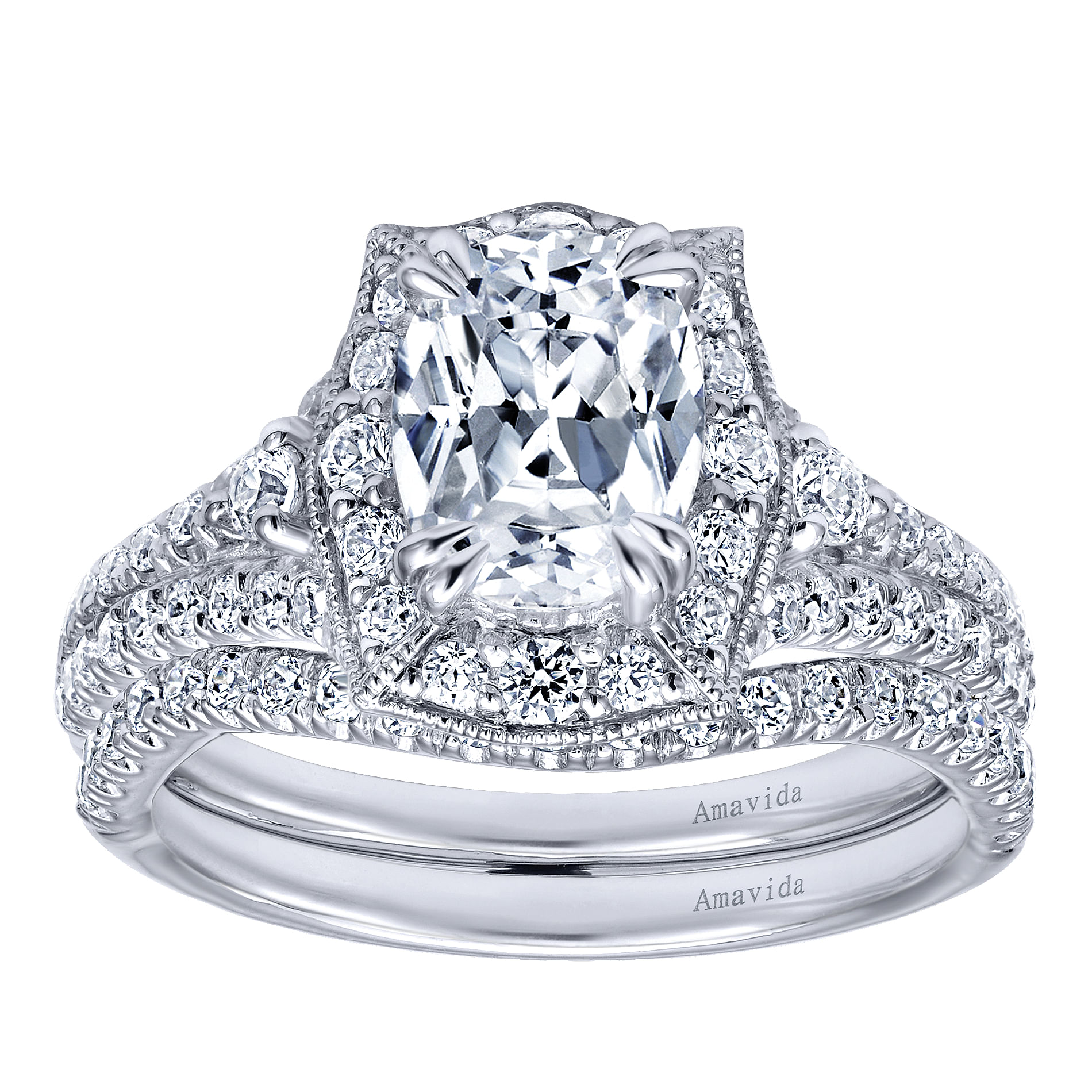 18k White Gold Diamond Curved Wedding Band angle 4 18k White Gold Diamond Curved Wedding Band angle 4