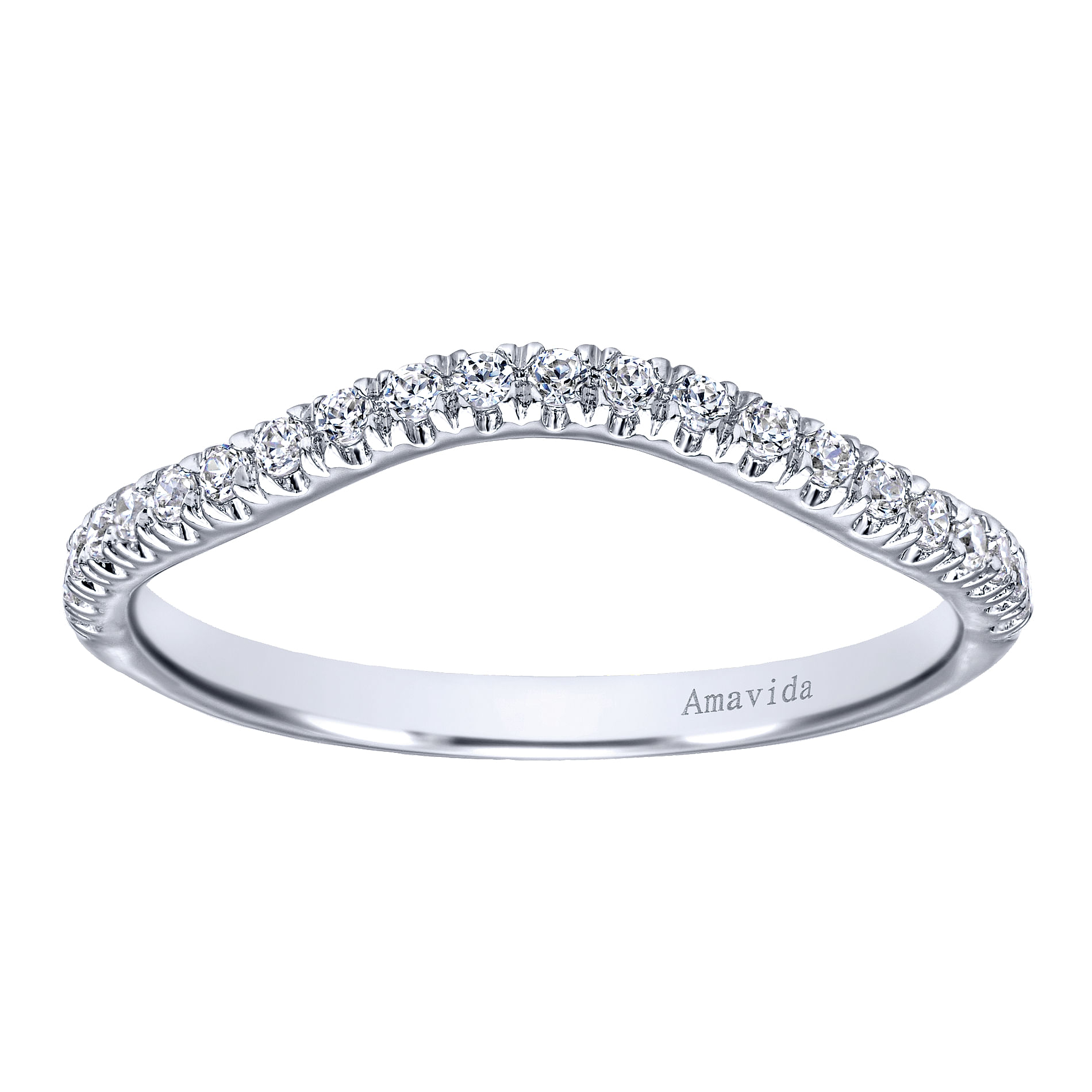 18k White Gold Diamond Curved Wedding Band angle 5 18k White Gold Diamond Curved Wedding Band angle 5