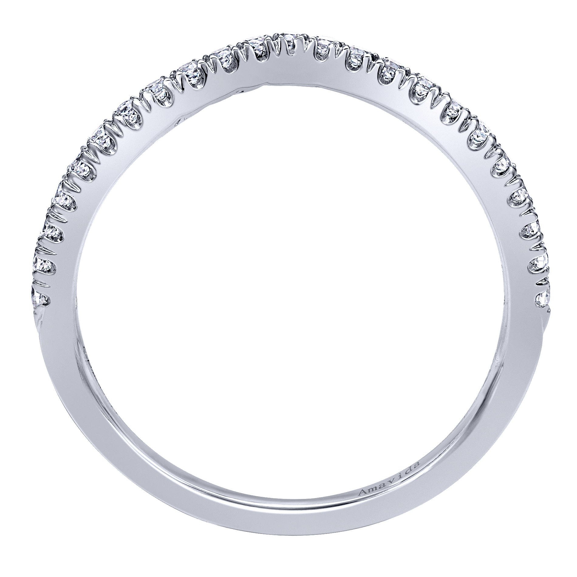18k White Gold Diamond Curved Wedding Band angle 2 18k White Gold Diamond Curved Wedding Band angle 2