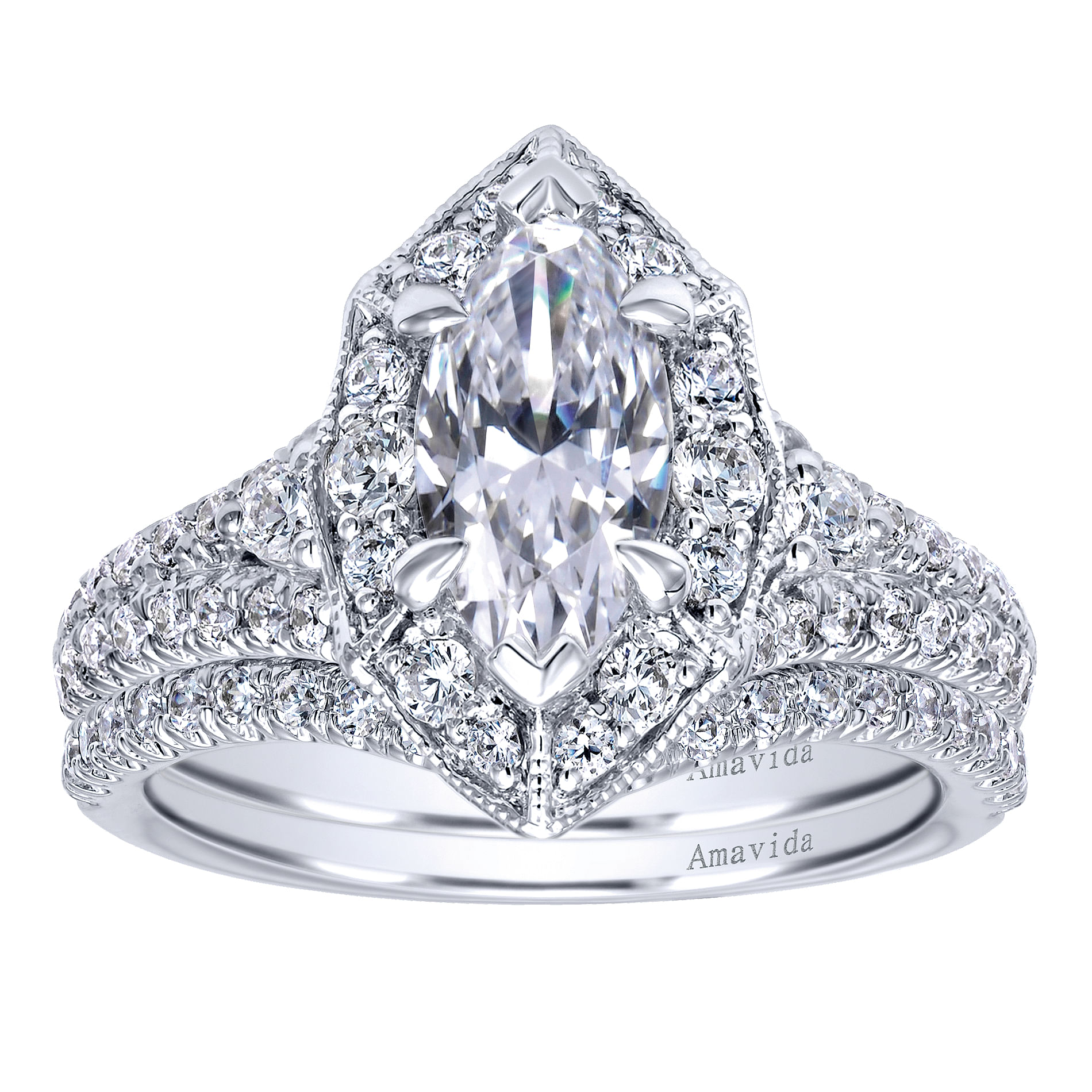 18k White Gold Diamond Curved Wedding Band angle 4 18k White Gold Diamond Curved Wedding Band angle 4