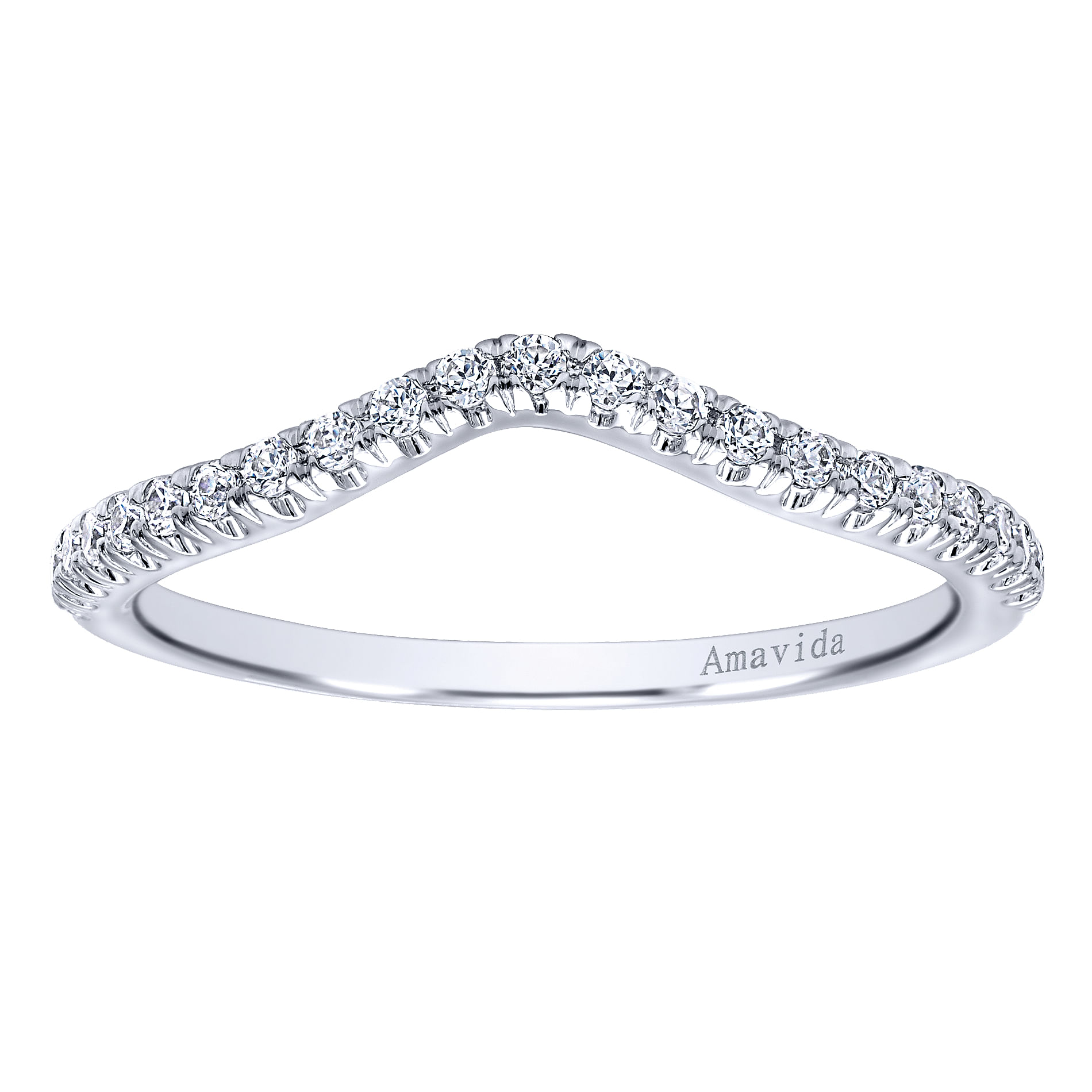 18k White Gold Diamond Curved Wedding Band angle 5 18k White Gold Diamond Curved Wedding Band angle 5