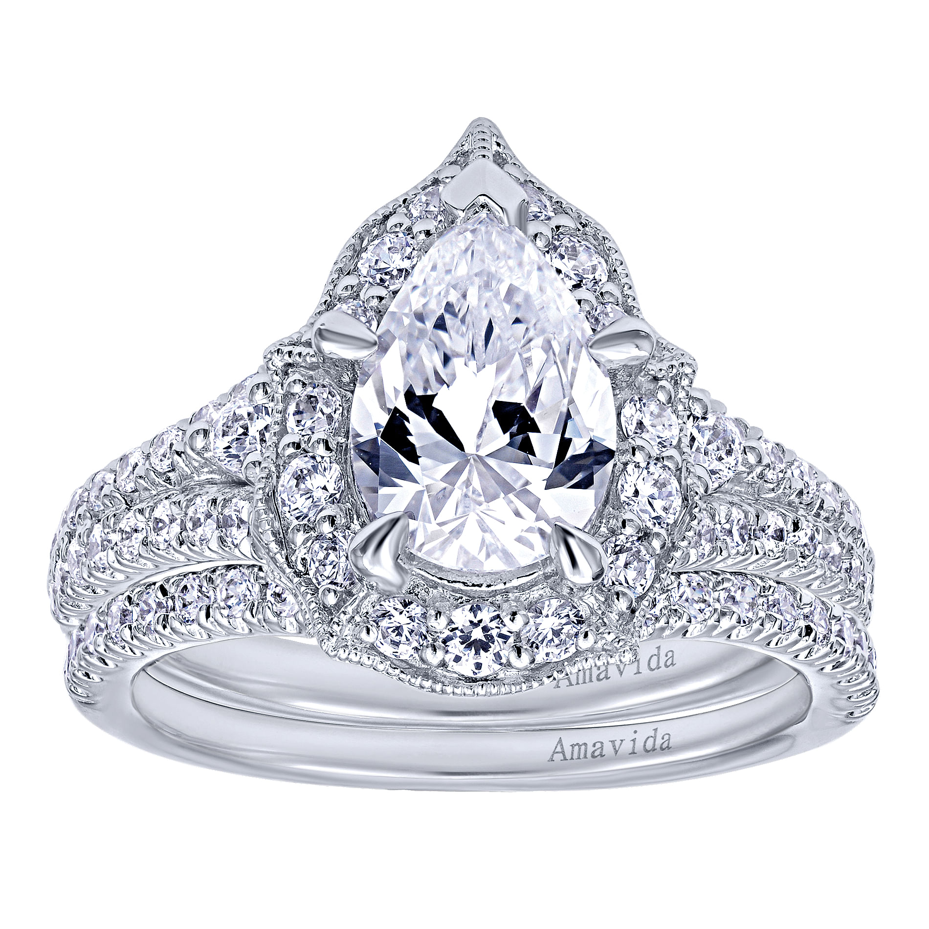 18k White Gold Diamond Curved Wedding Band angle 4 18k White Gold Diamond Curved Wedding Band angle 4