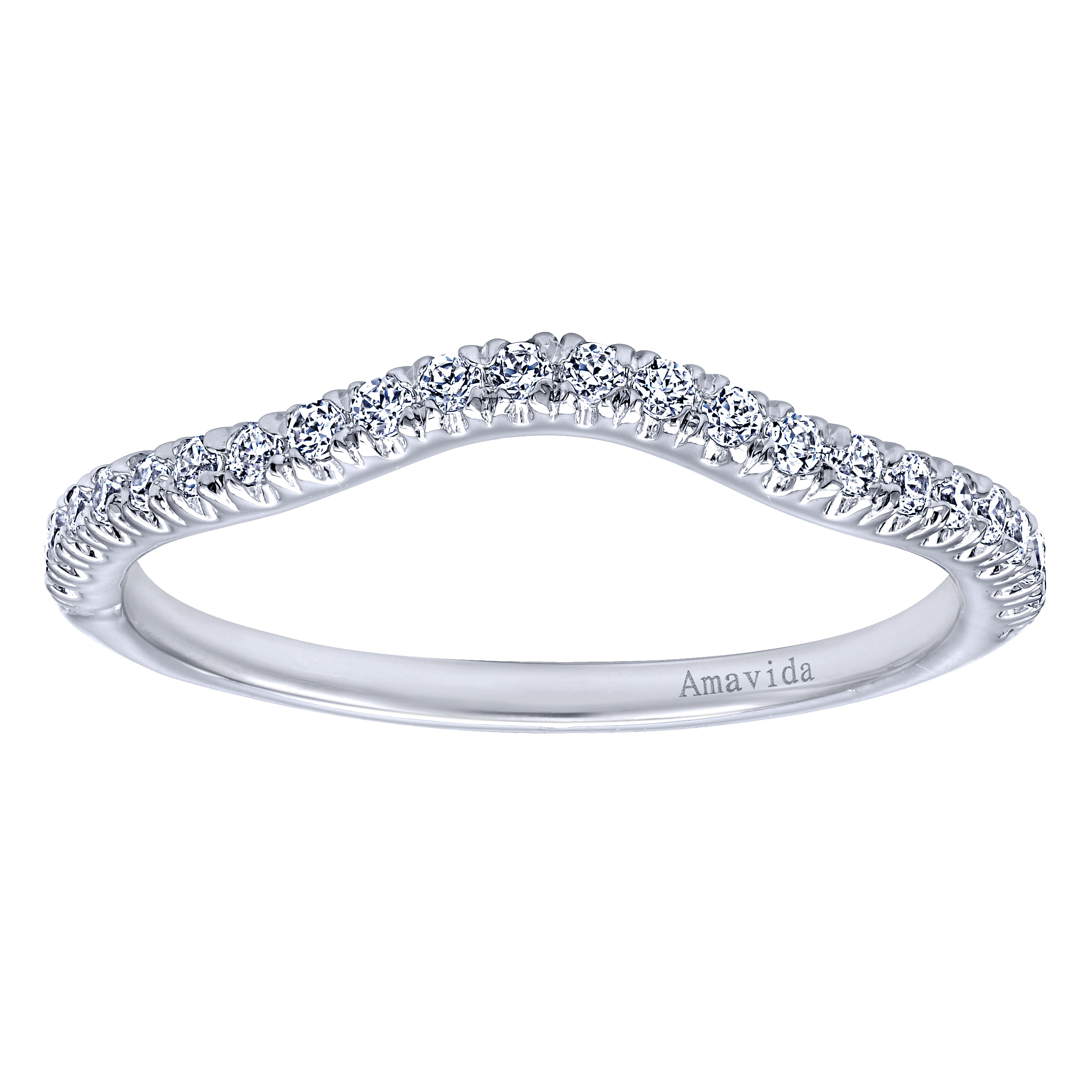 18k White Gold Diamond Curved Wedding Band angle 5 18k White Gold Diamond Curved Wedding Band angle 5