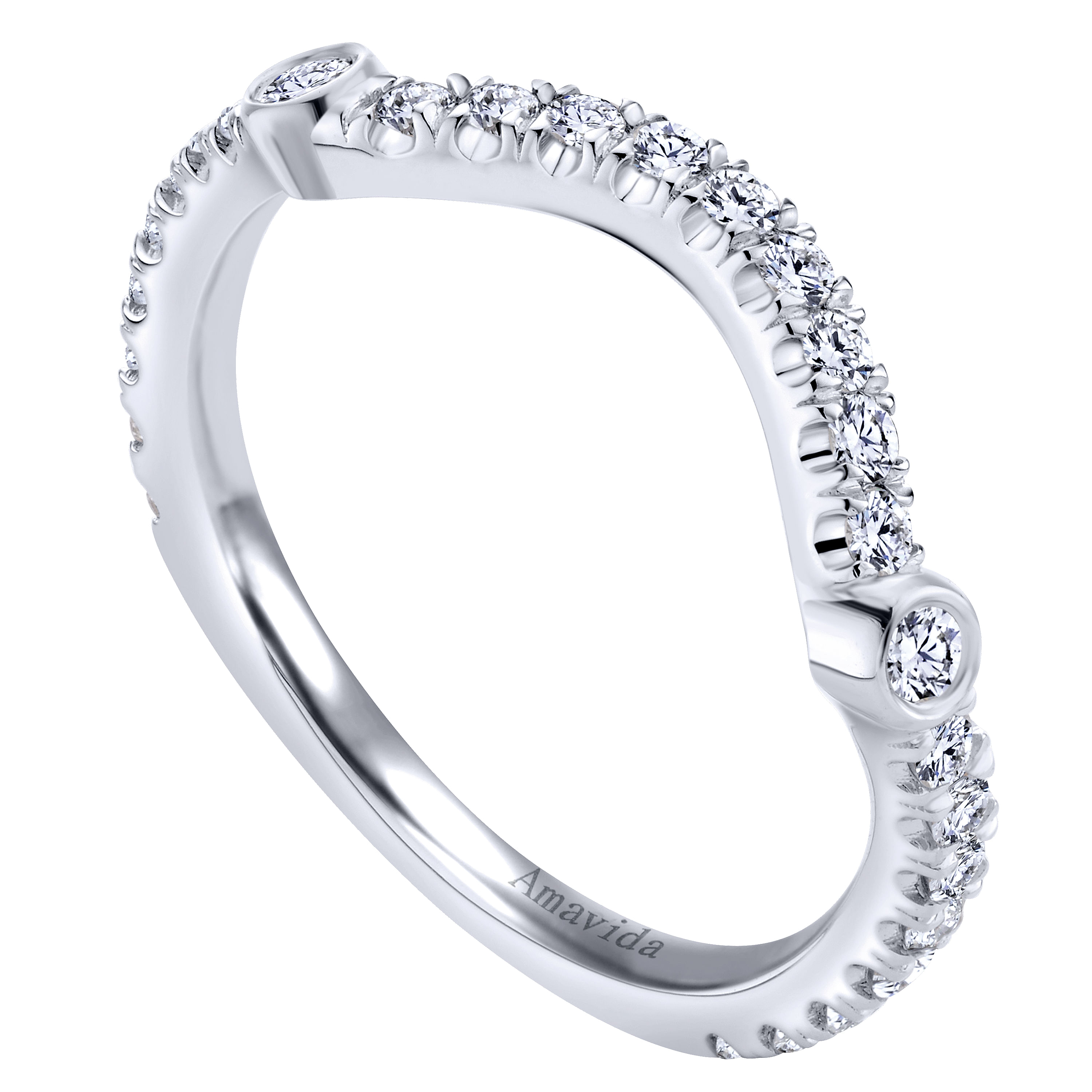 18k White Gold Diamond Curved Wedding Band angle 3 18k White Gold Diamond Curved Wedding Band angle 3