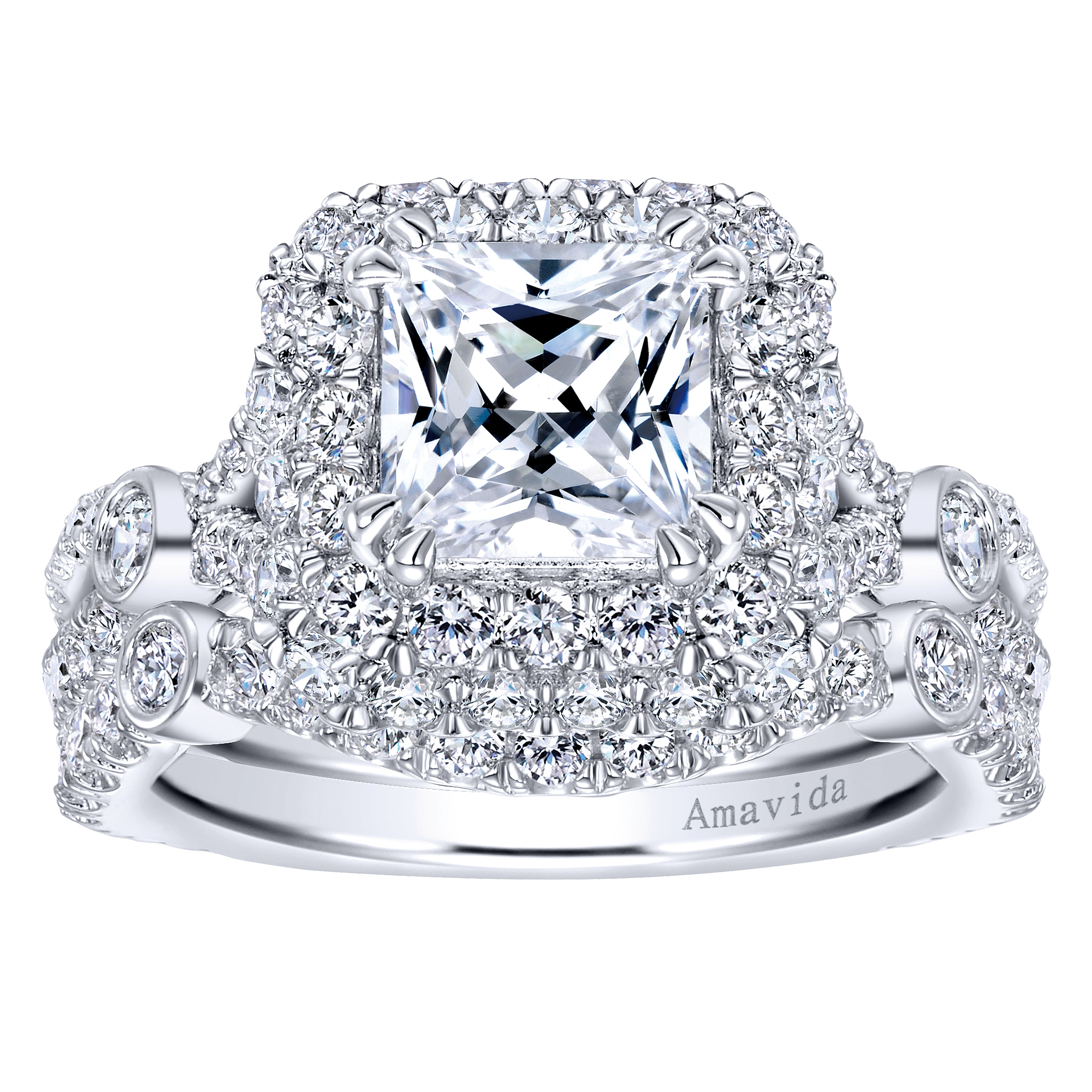 18k White Gold Diamond Curved Wedding Band angle 4 18k White Gold Diamond Curved Wedding Band angle 4