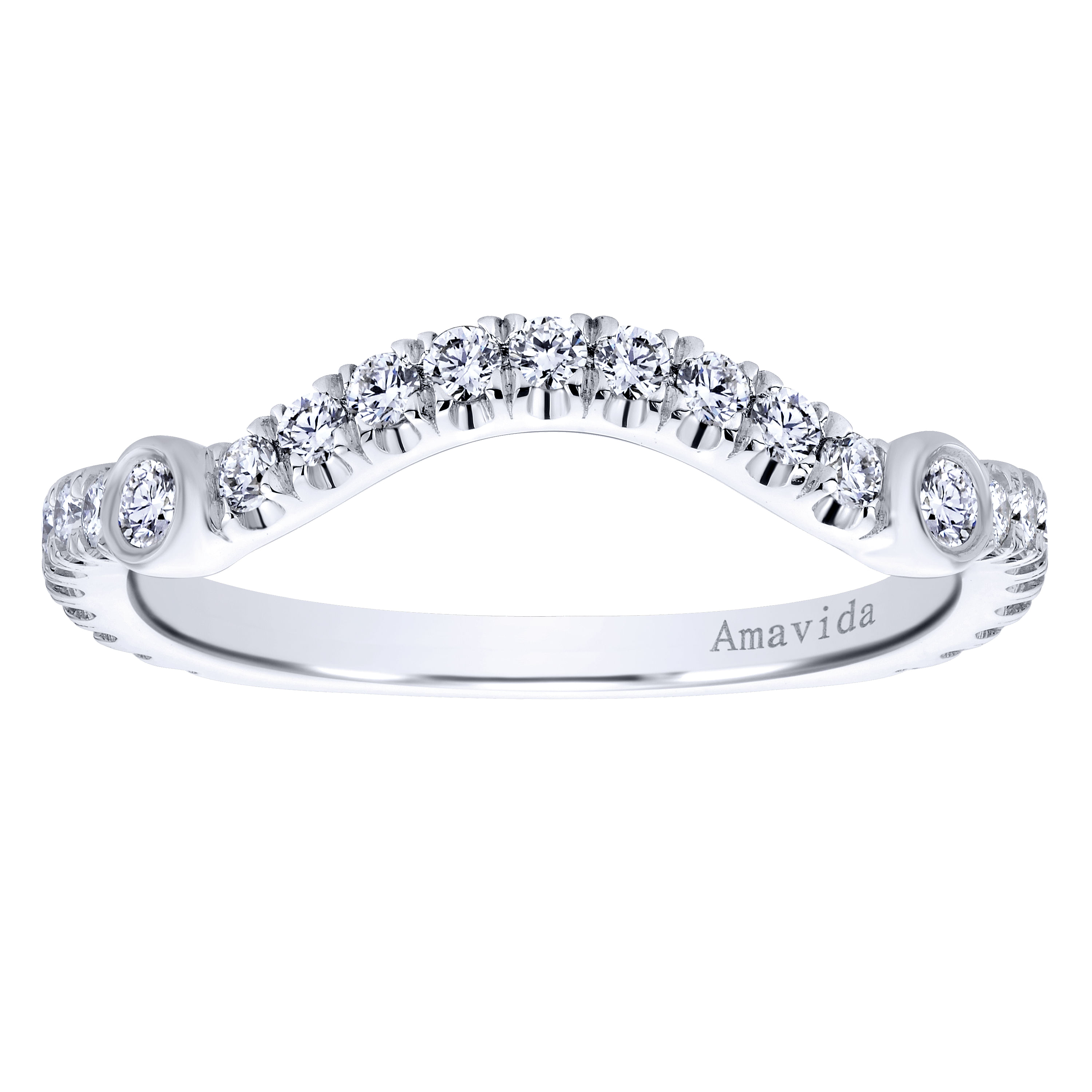 18k White Gold Diamond Curved Wedding Band angle 5 18k White Gold Diamond Curved Wedding Band angle 5