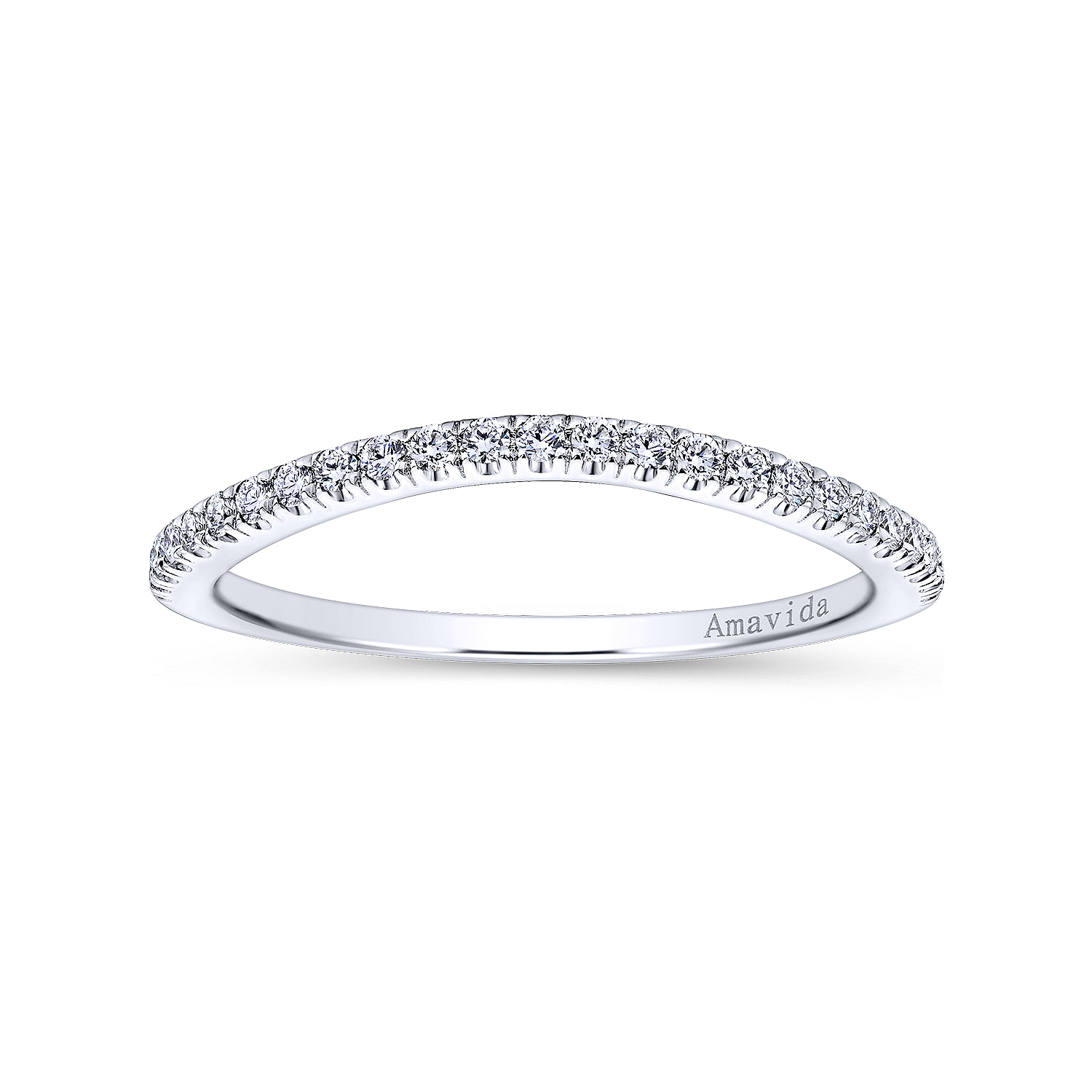 18k White Gold Diamond Curved Wedding Band angle 5 18k White Gold Diamond Curved Wedding Band angle 5