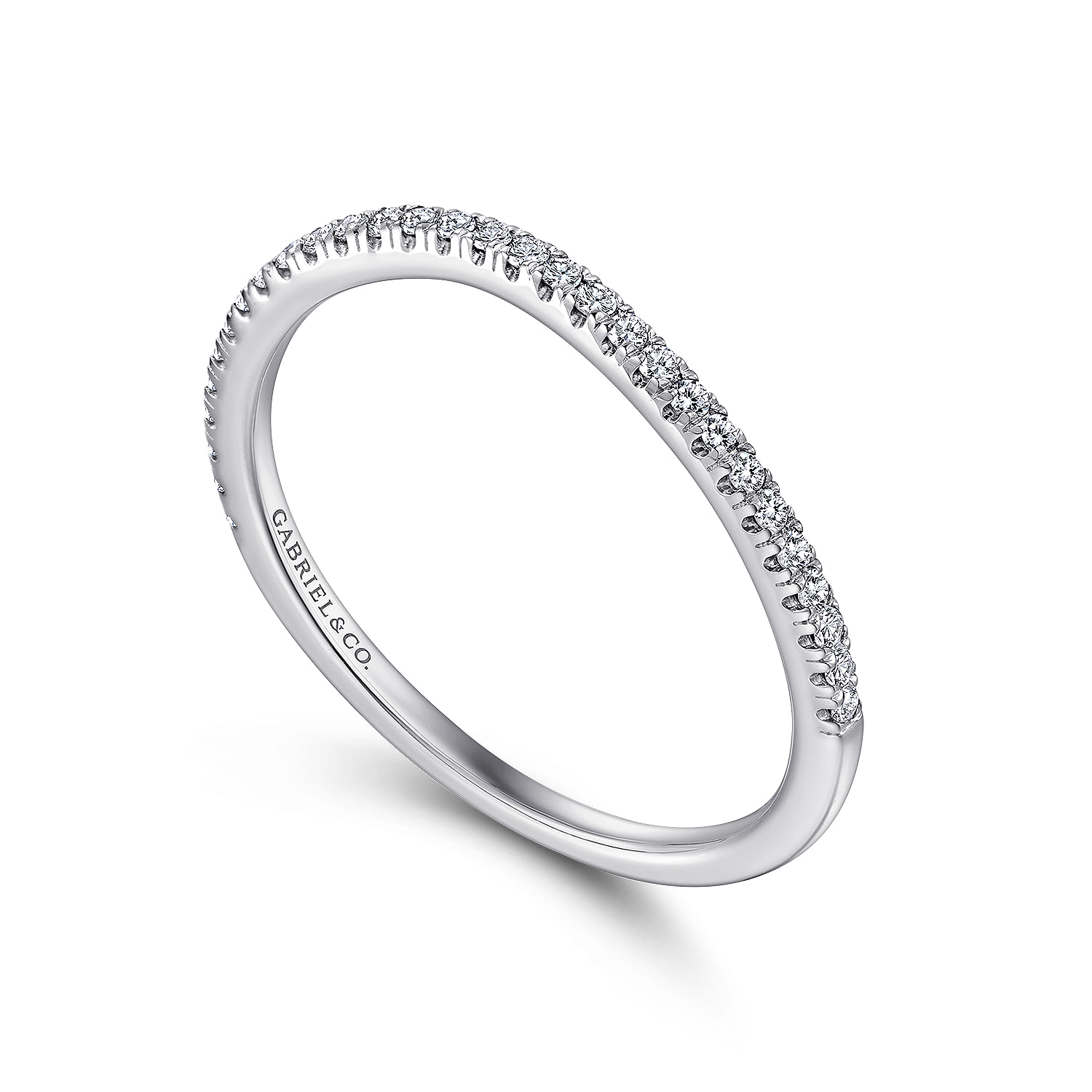 18k White Gold Diamond Curved Wedding Band angle 3 18k White Gold Diamond Curved Wedding Band angle 3