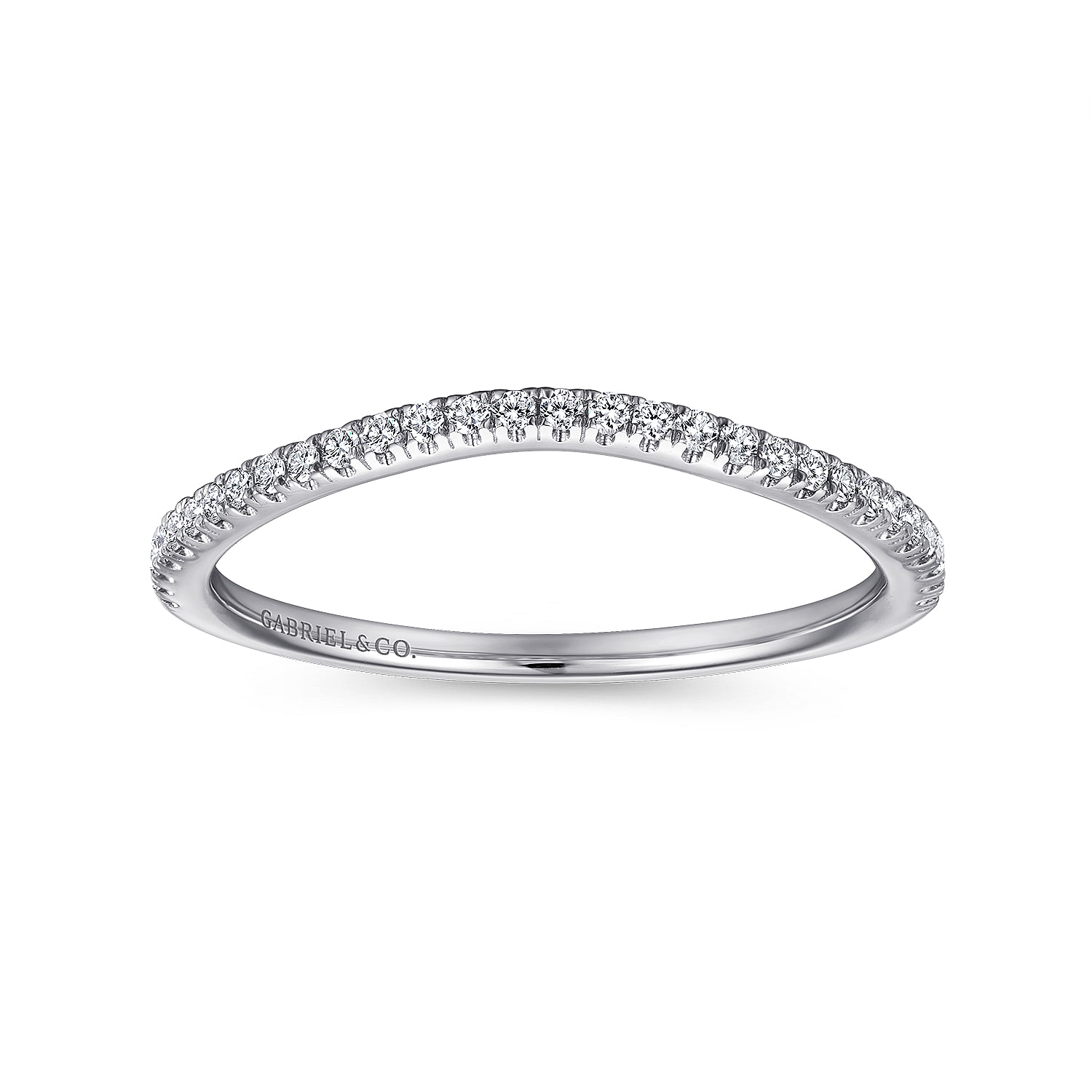 18k White Gold Diamond Curved Wedding Band angle 5 18k White Gold Diamond Curved Wedding Band angle 5