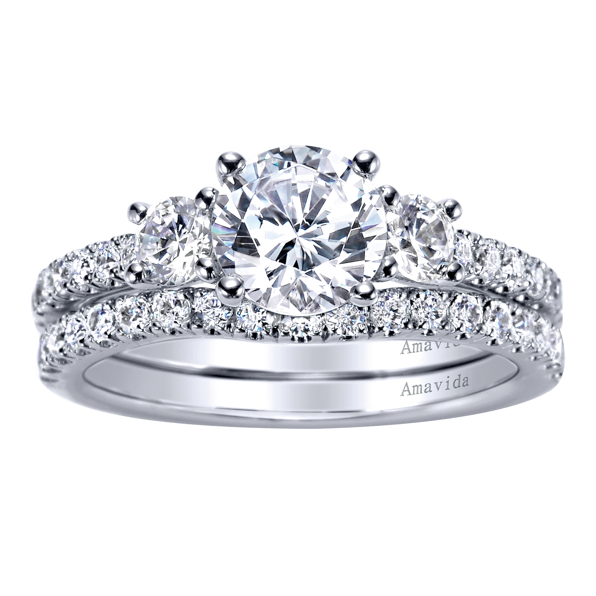 18k White Gold Diamond Curved Wedding Band angle 4 18k White Gold Diamond Curved Wedding Band angle 4