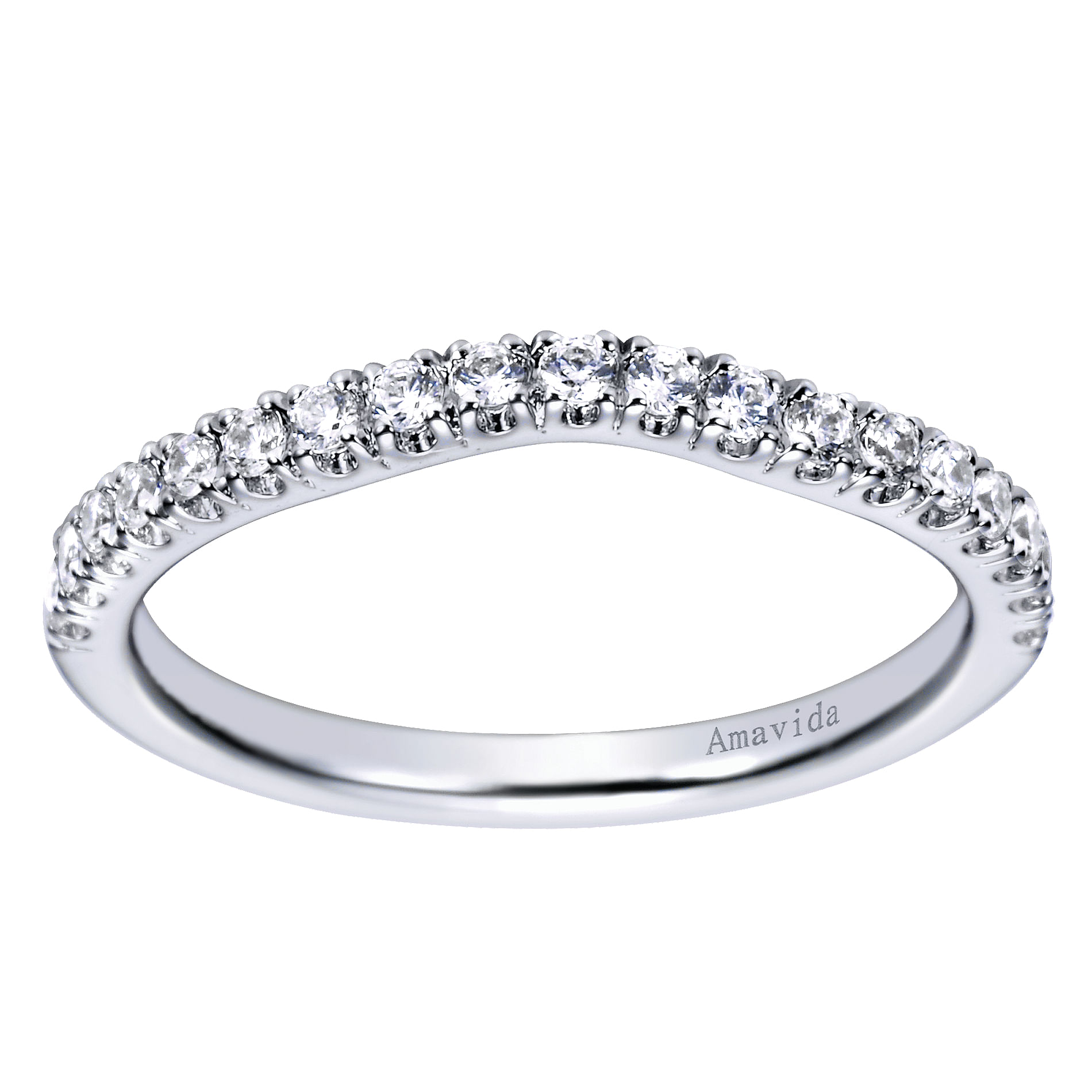 18k White Gold Diamond Curved Wedding Band angle 5 18k White Gold Diamond Curved Wedding Band angle 5