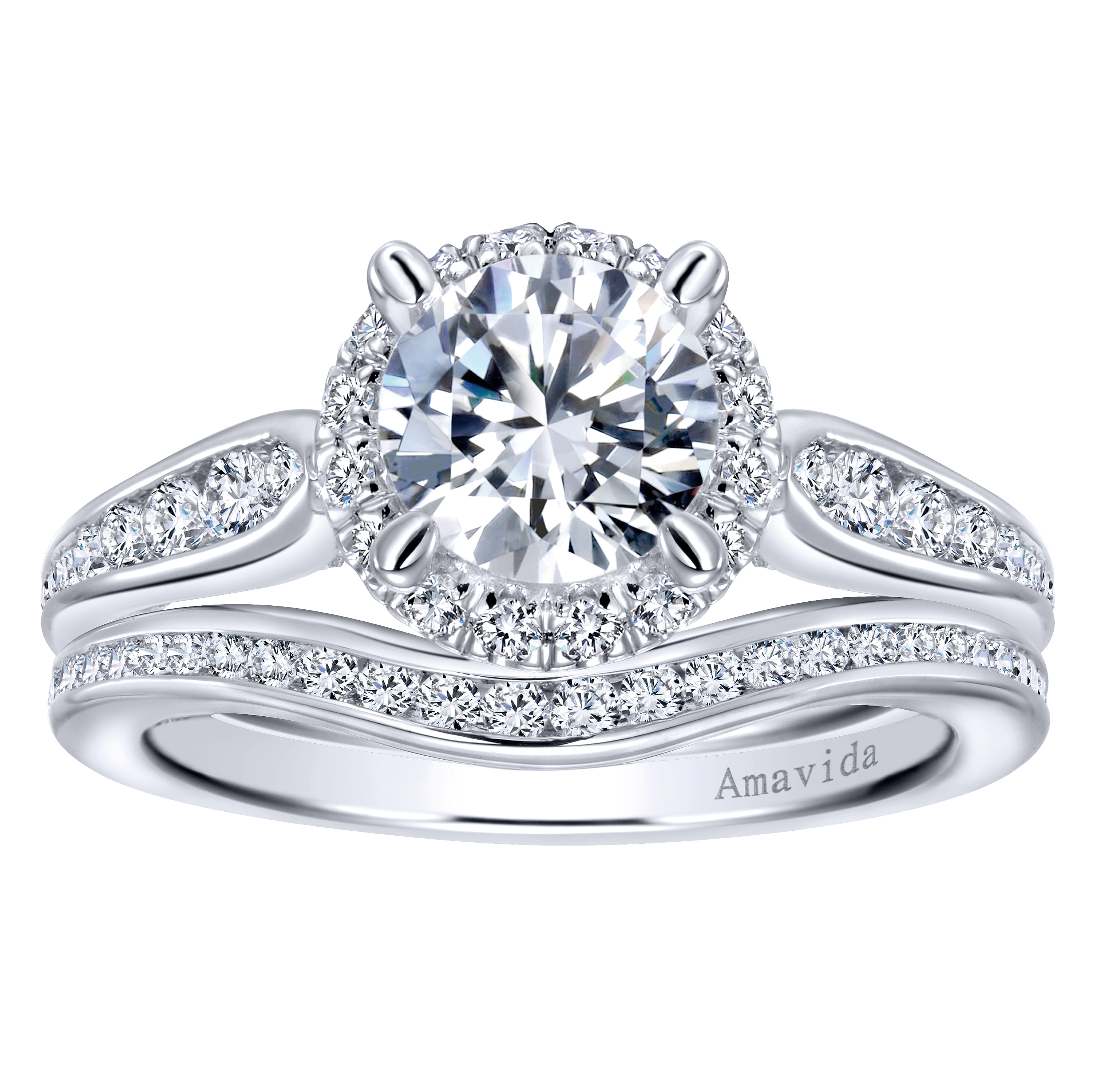 18k White Gold Diamond Curved Wedding Band angle 4 18k White Gold Diamond Curved Wedding Band angle 4