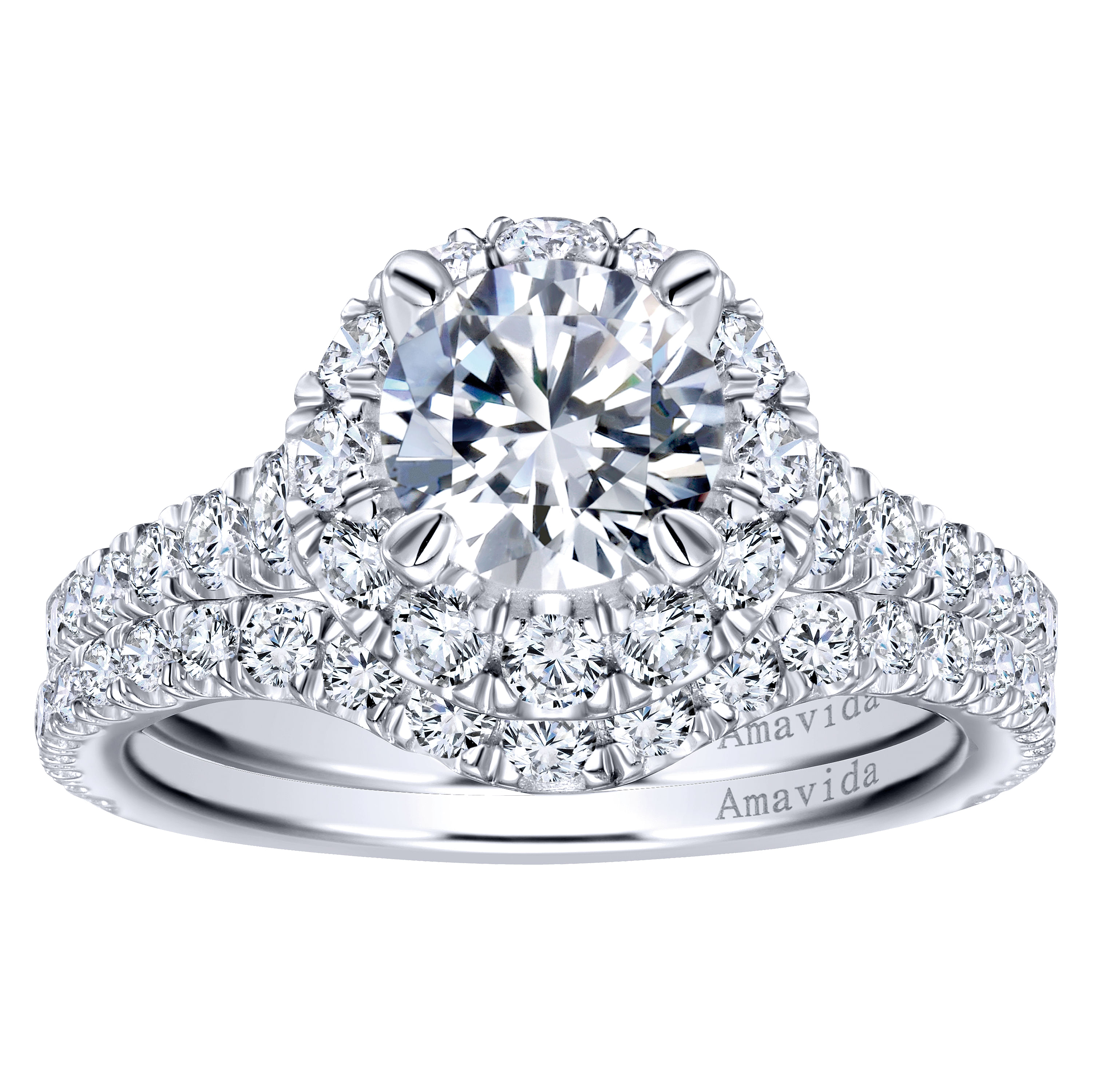 18k White Gold Diamond Curved Wedding Band angle 4 18k White Gold Diamond Curved Wedding Band angle 4