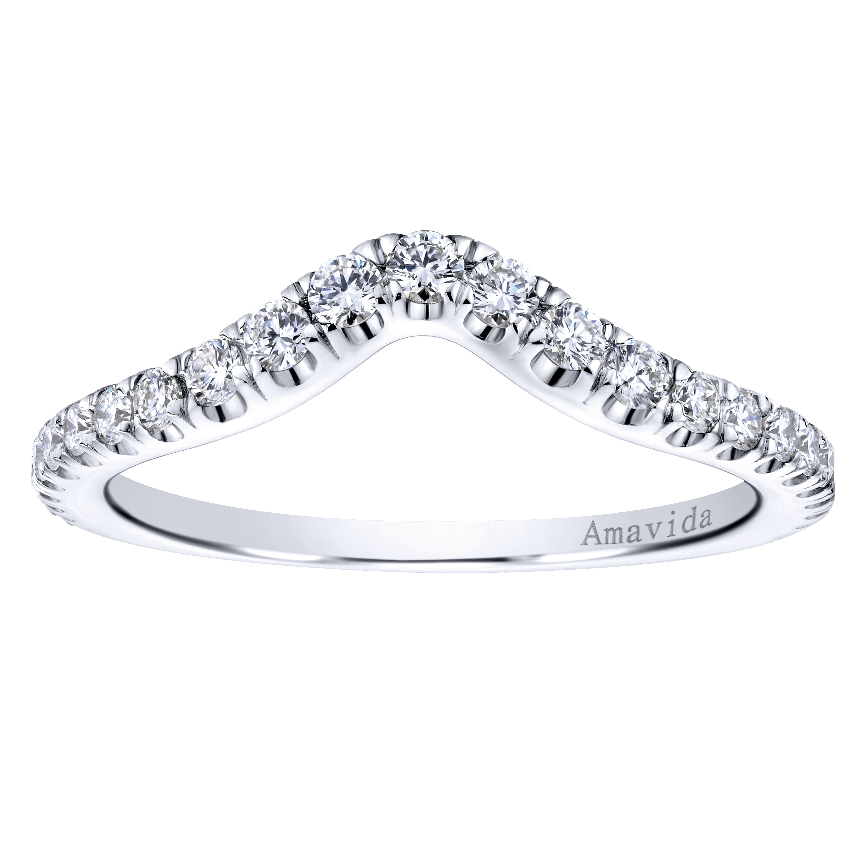 18k White Gold Diamond Curved Wedding Band angle 5 18k White Gold Diamond Curved Wedding Band angle 5