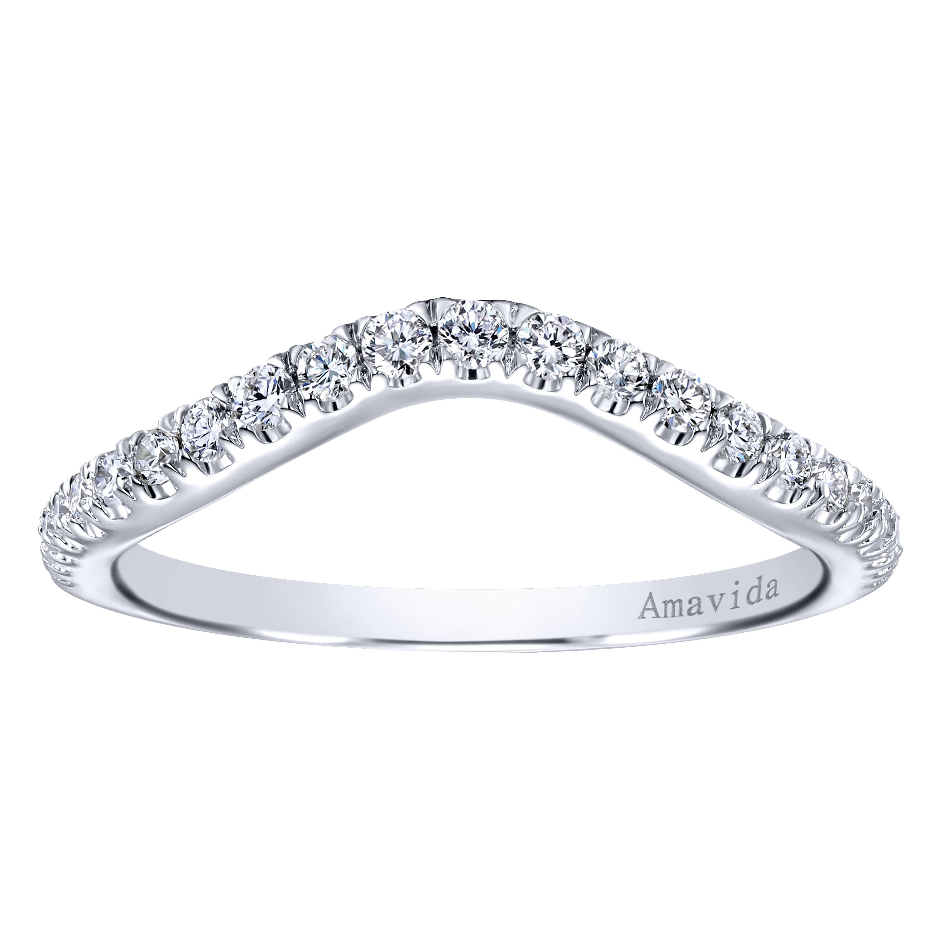 18k White Gold Diamond Curved Wedding Band angle 5 18k White Gold Diamond Curved Wedding Band angle 5