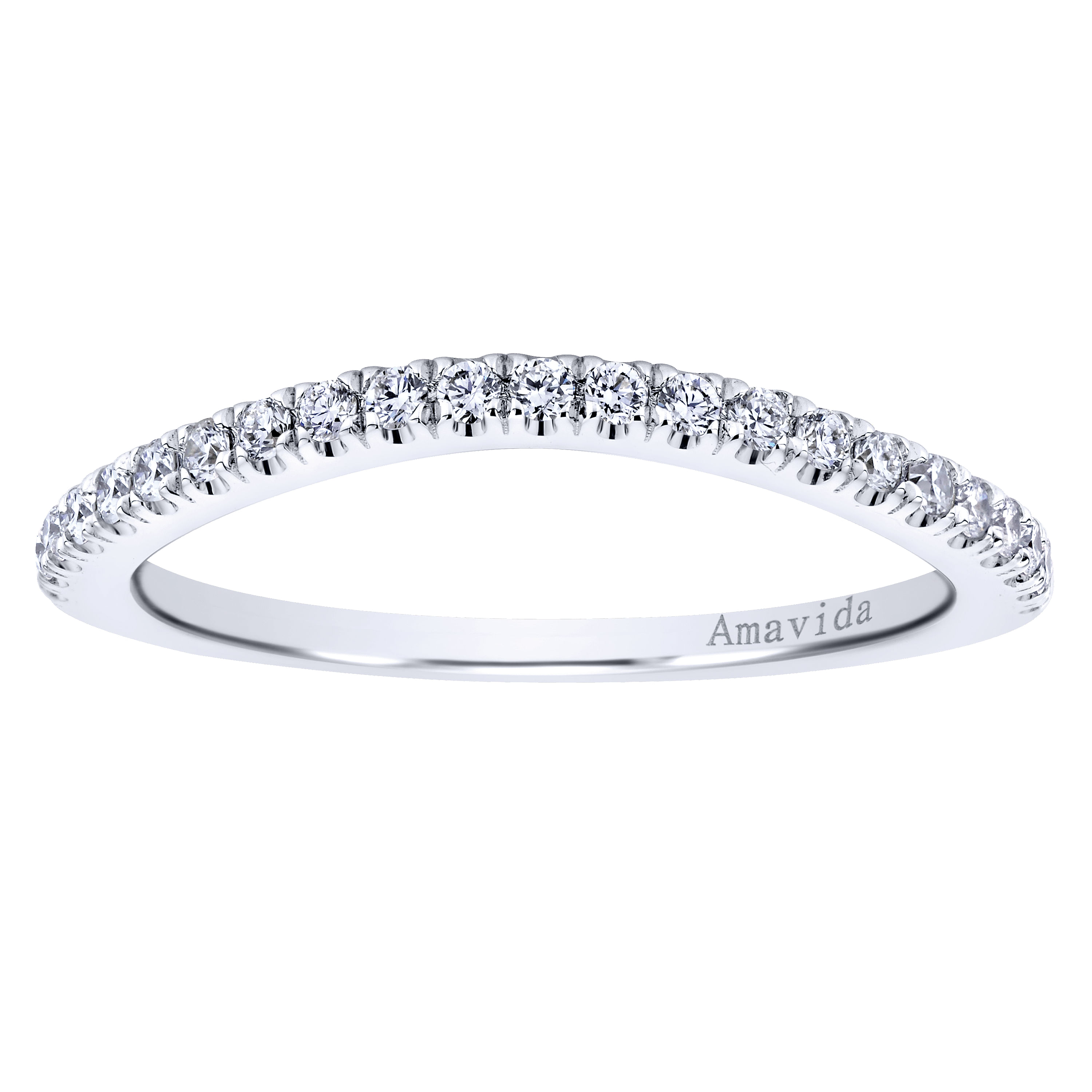 18k White Gold Diamond Curved Wedding Band angle 5 18k White Gold Diamond Curved Wedding Band angle 5