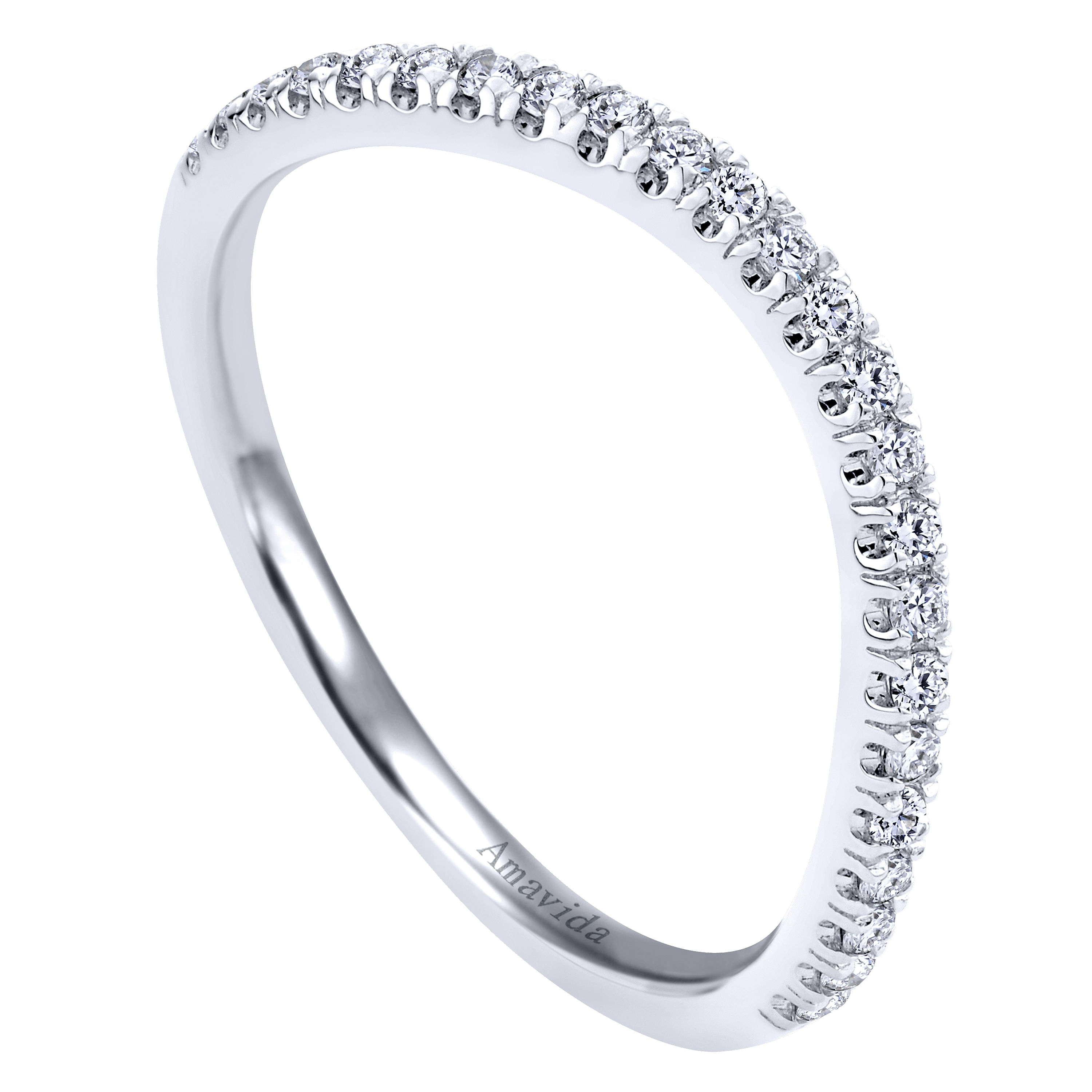 18k White Gold Diamond Curved Wedding Band angle 3 18k White Gold Diamond Curved Wedding Band angle 3
