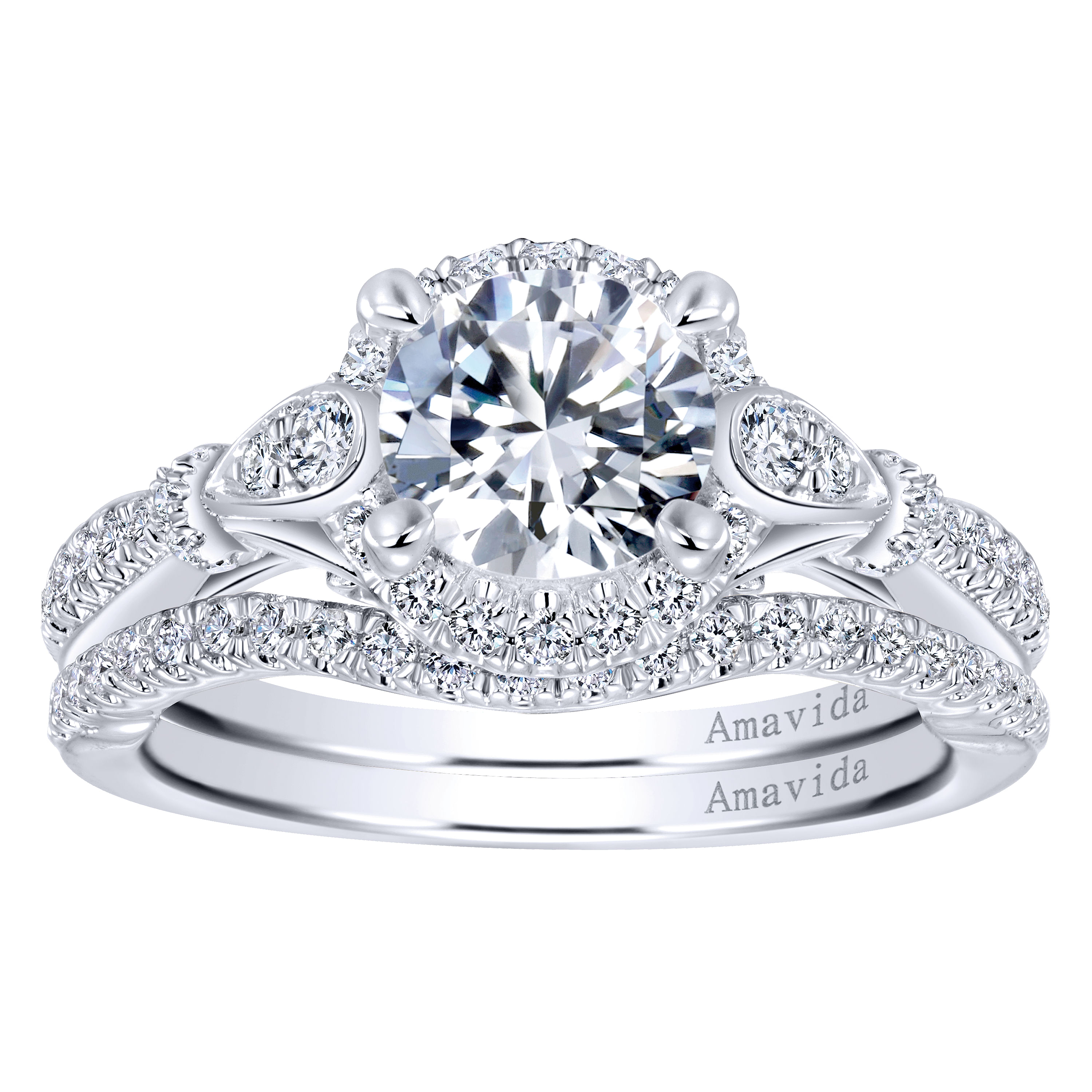 18k White Gold Diamond Curved Wedding Band angle 4 18k White Gold Diamond Curved Wedding Band angle 4