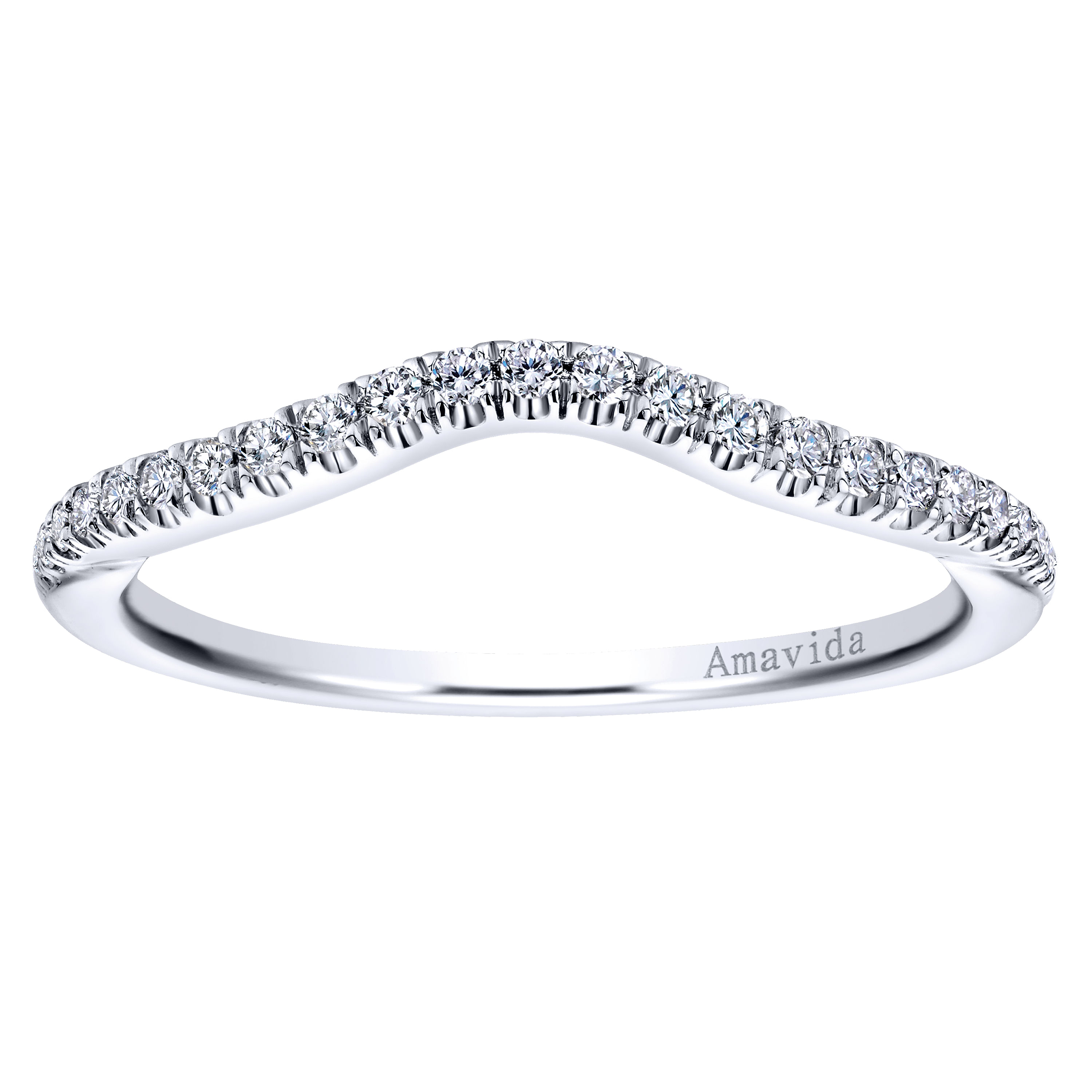 18k White Gold Diamond Curved Wedding Band angle 5 18k White Gold Diamond Curved Wedding Band angle 5