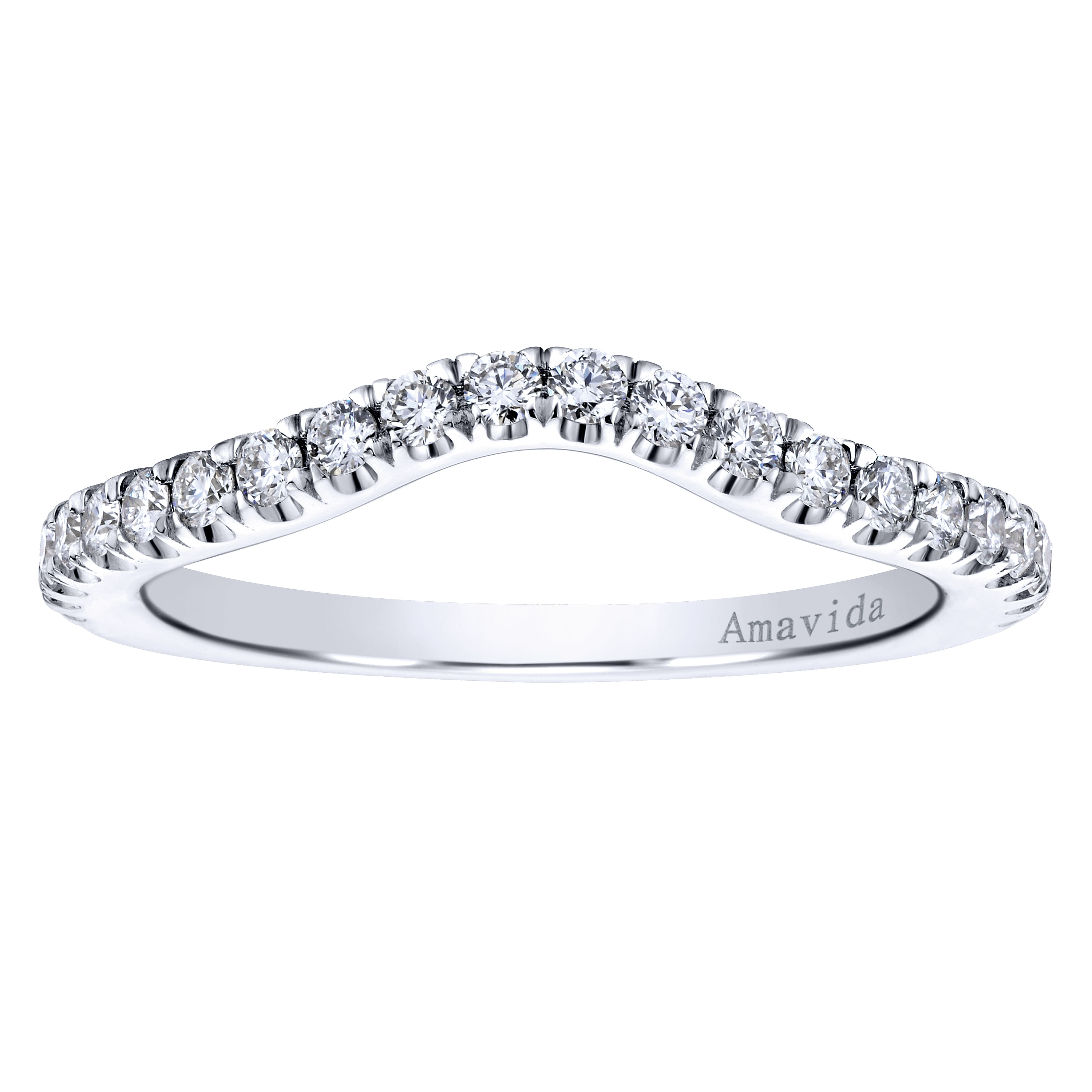 18k White Gold Diamond Curved Wedding Band angle 5 18k White Gold Diamond Curved Wedding Band angle 5