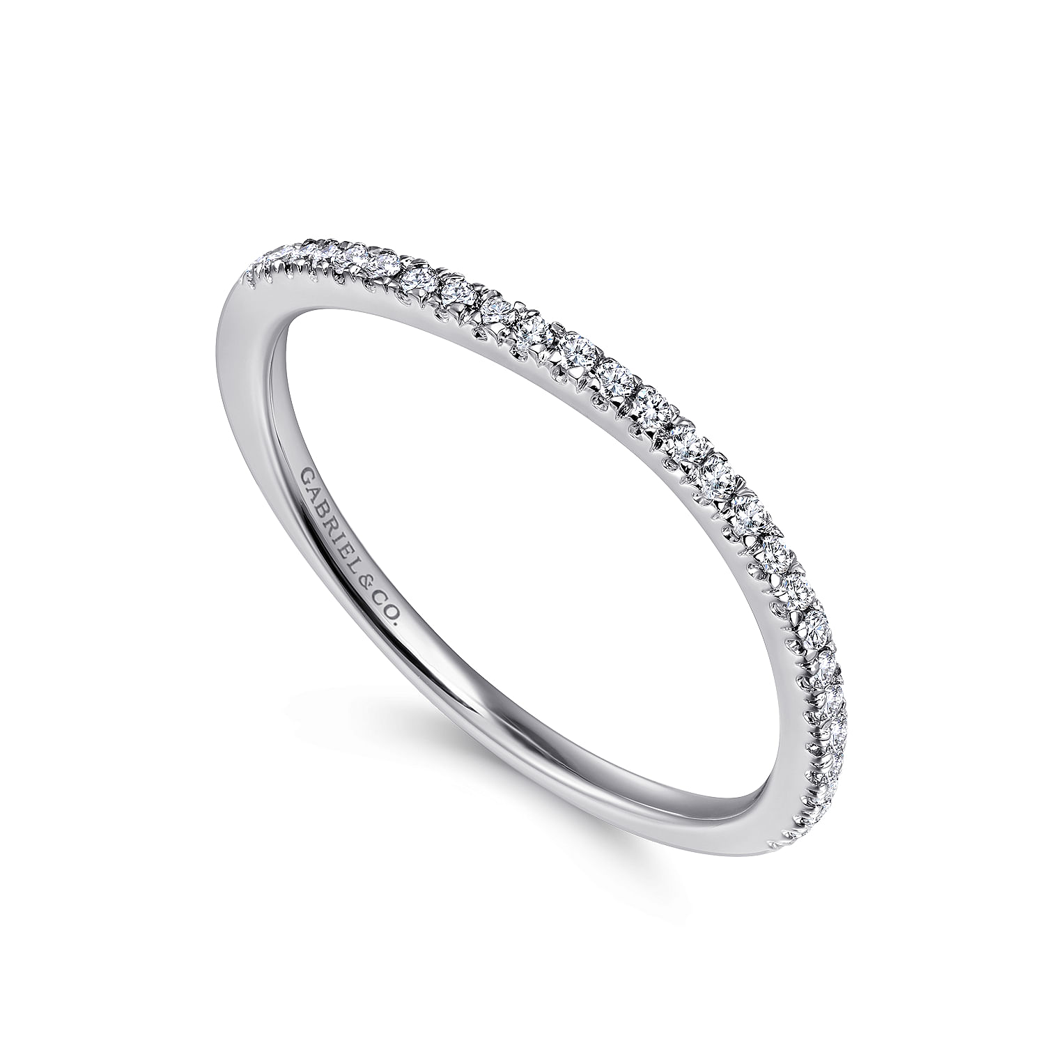 18k White Gold Diamond Curved Wedding Band angle 3 18k White Gold Diamond Curved Wedding Band angle 3