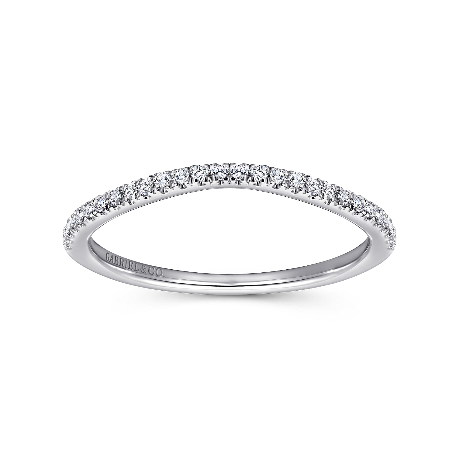 18k White Gold Diamond Curved Wedding Band angle 5 18k White Gold Diamond Curved Wedding Band angle 5