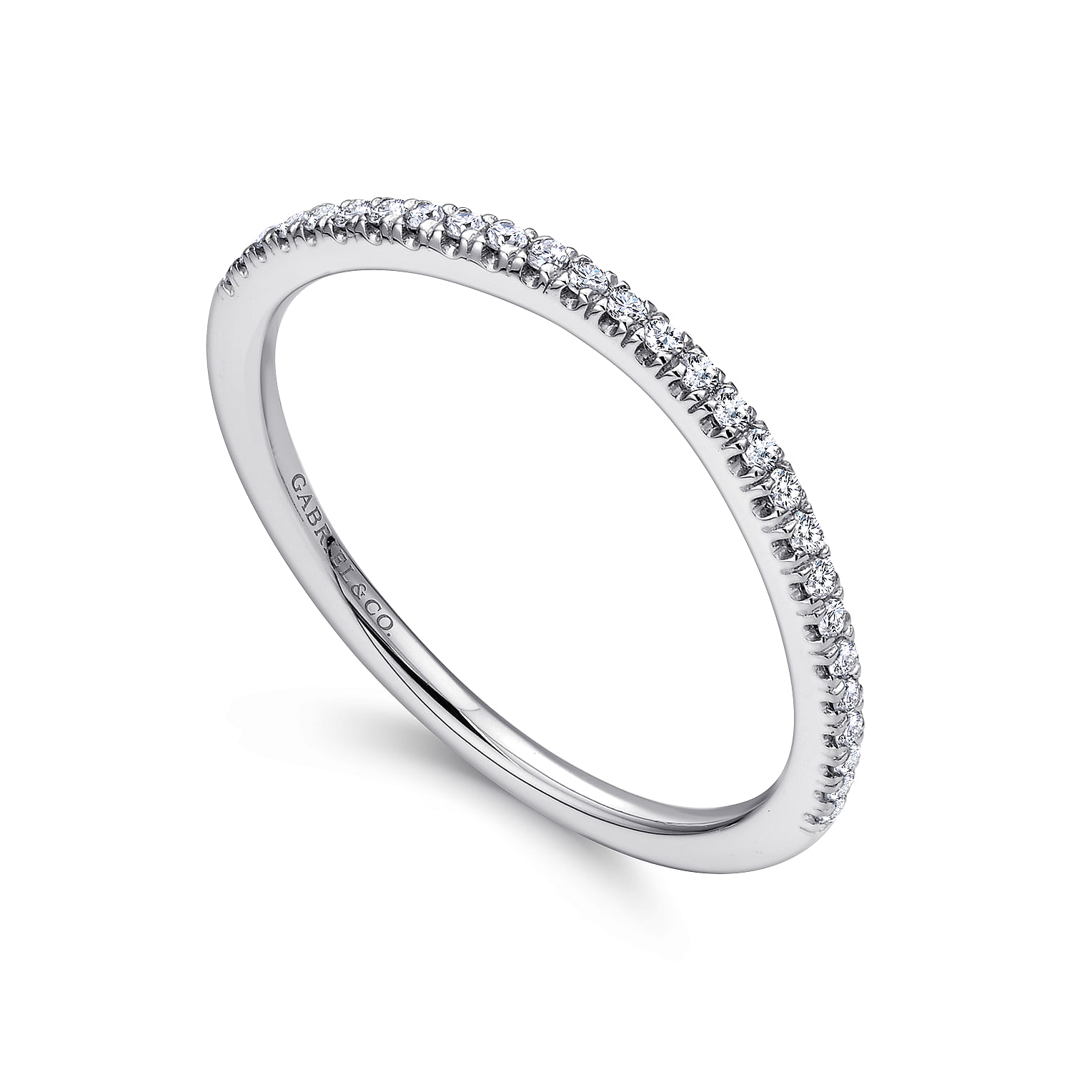 18k White Gold Diamond Curved Wedding Band angle 3 18k White Gold Diamond Curved Wedding Band angle 3