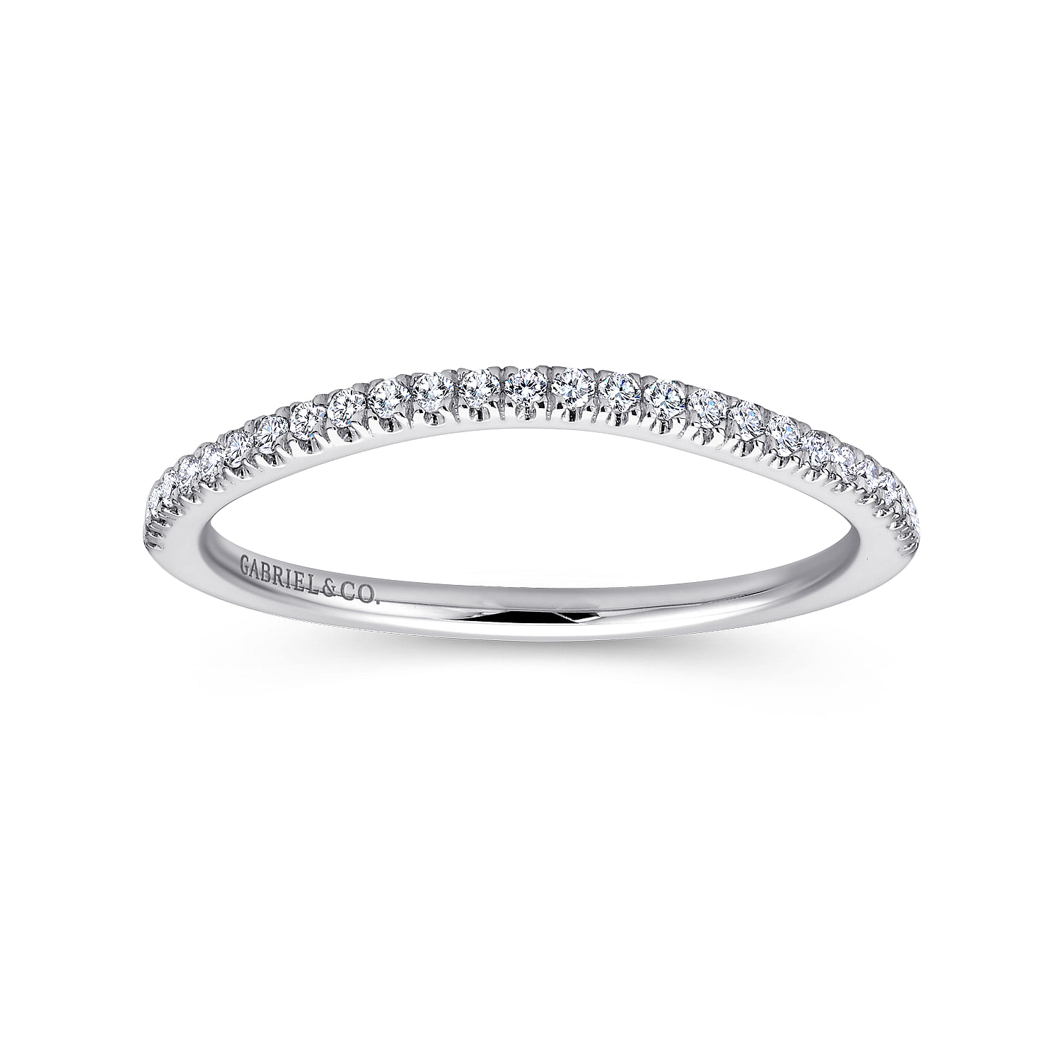 18k White Gold Diamond Curved Wedding Band angle 5 18k White Gold Diamond Curved Wedding Band angle 5