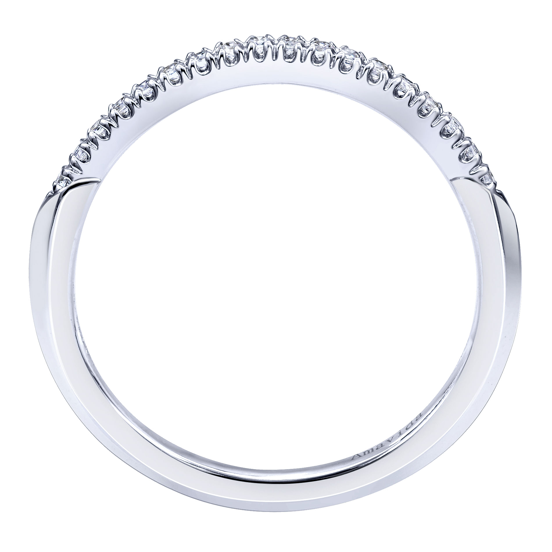 18k White Gold Diamond Curved Wedding Band angle 2 18k White Gold Diamond Curved Wedding Band angle 2