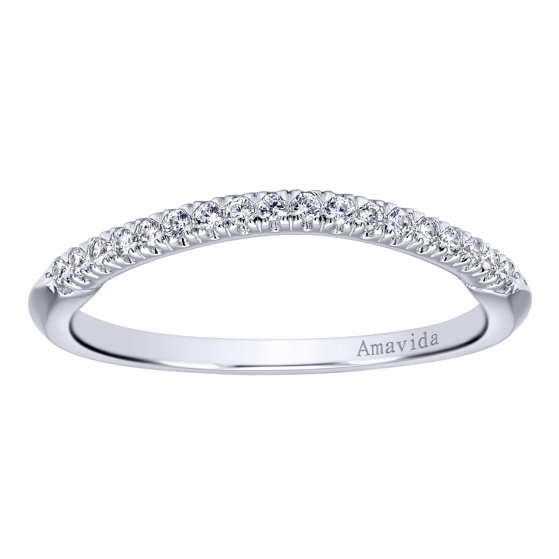 18k White Gold Diamond Curved Wedding Band angle 5 18k White Gold Diamond Curved Wedding Band angle 5