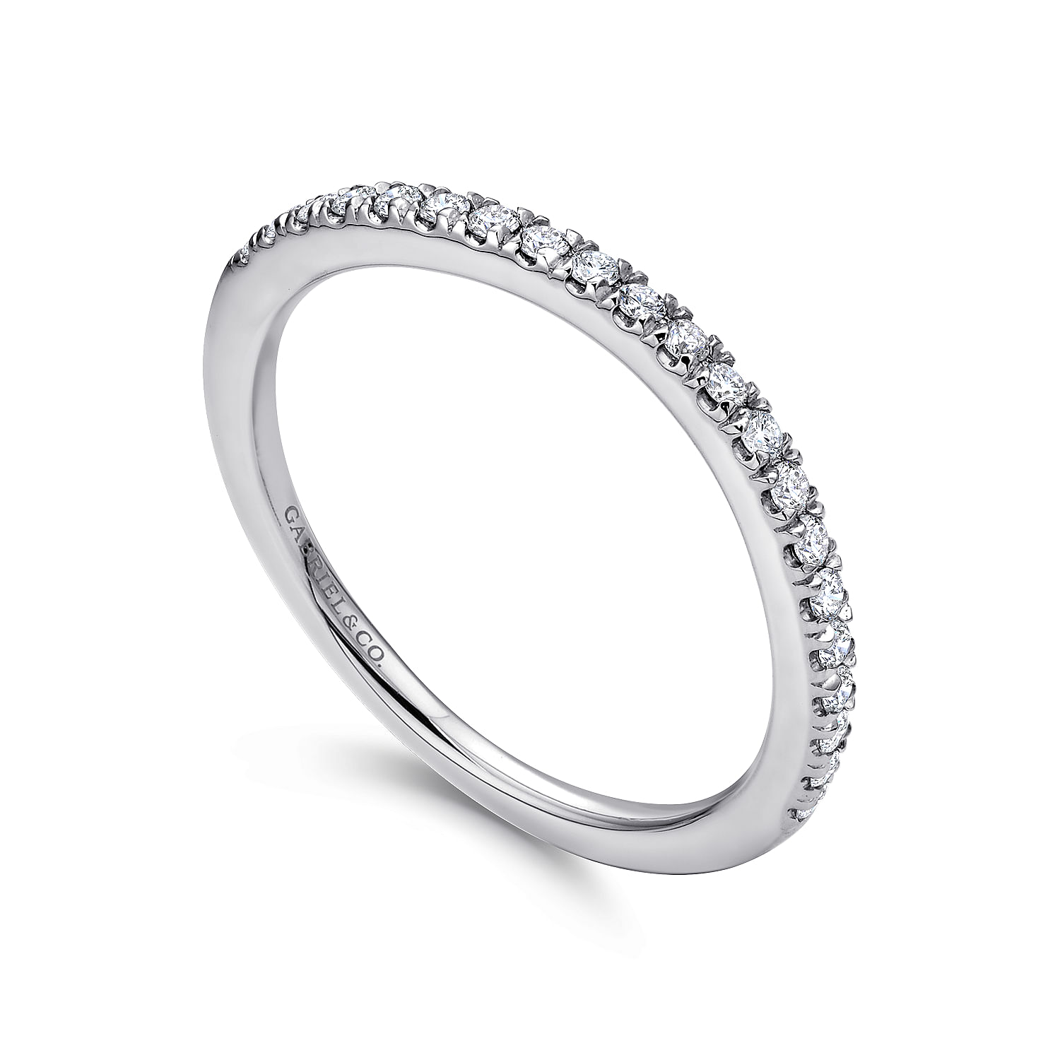 18k White Gold Diamond Curved Wedding Band angle 3 18k White Gold Diamond Curved Wedding Band angle 3