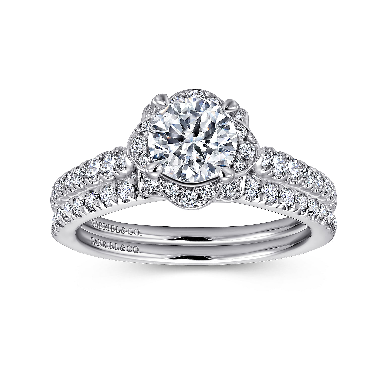 18k White Gold Diamond Curved Wedding Band angle 4 18k White Gold Diamond Curved Wedding Band angle 4