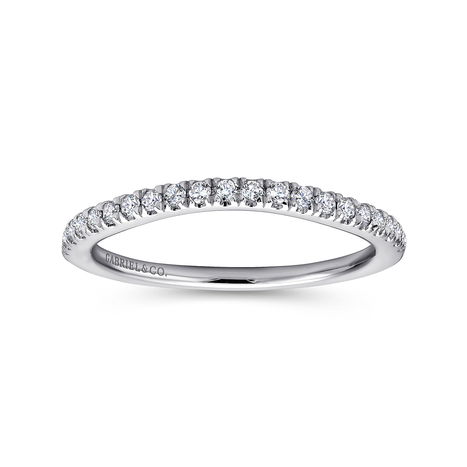 18k White Gold Diamond Curved Wedding Band angle 5 18k White Gold Diamond Curved Wedding Band angle 5