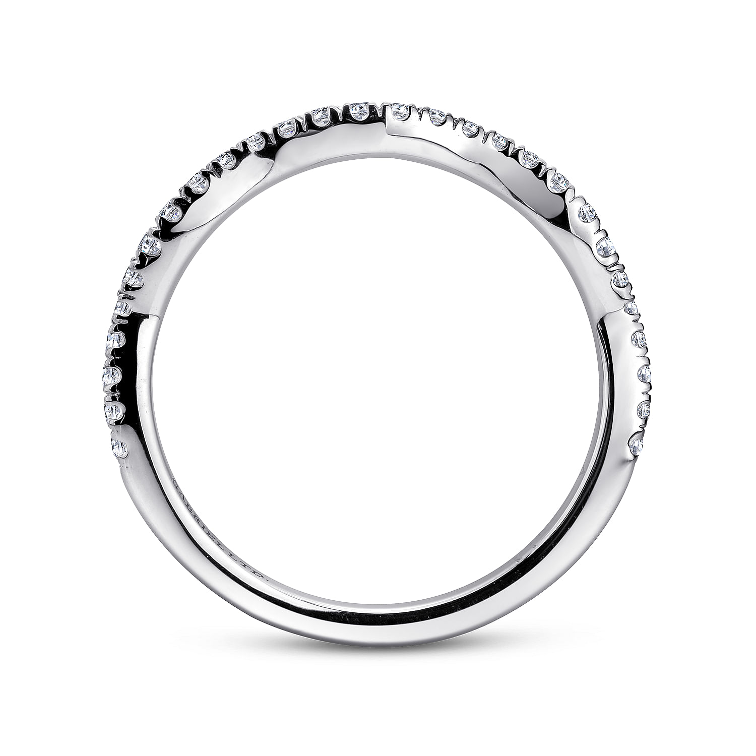 18k White Gold Diamond Curved Wedding Band angle 2 18k White Gold Diamond Curved Wedding Band angle 2