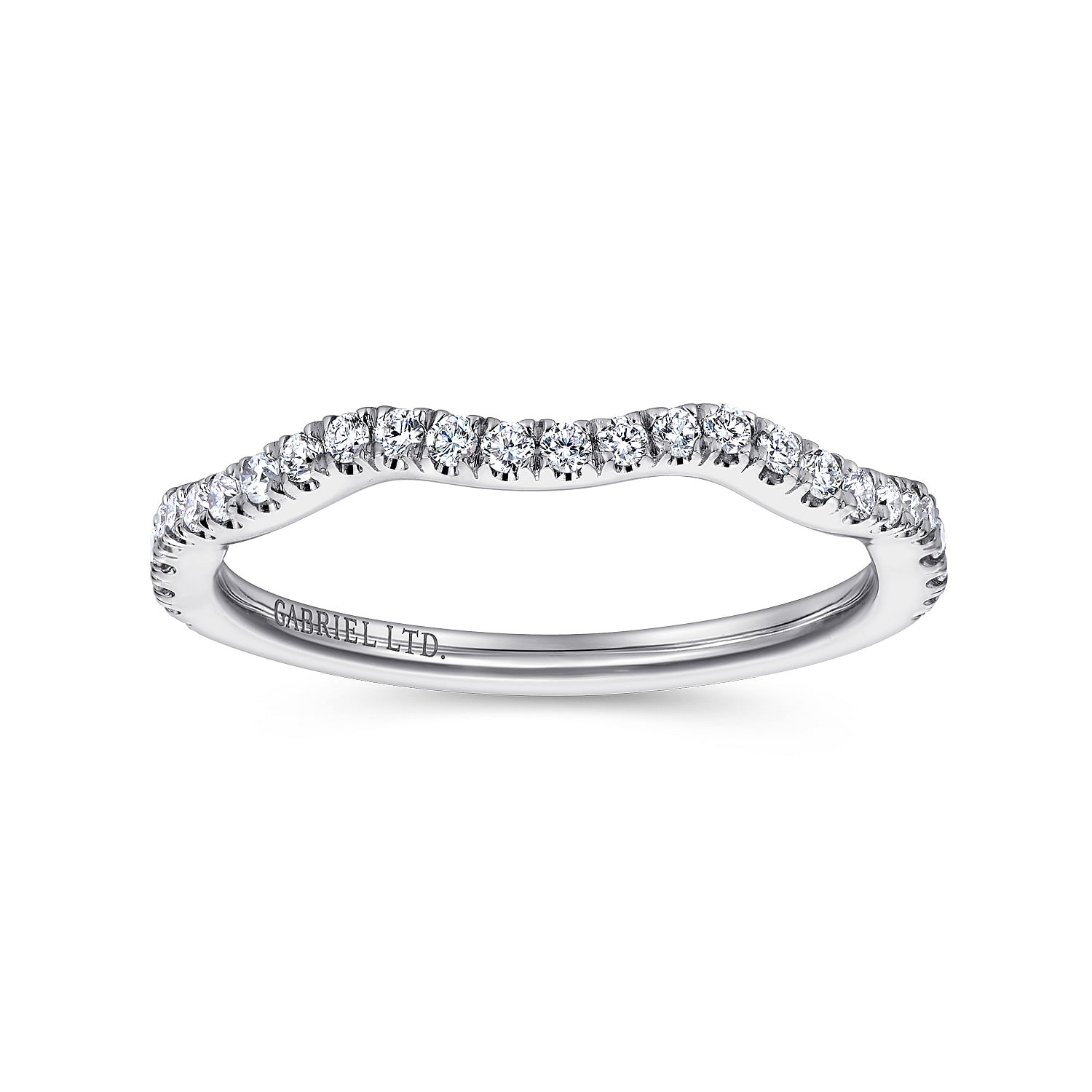 18k White Gold Diamond Curved Wedding Band angle 5 18k White Gold Diamond Curved Wedding Band angle 5