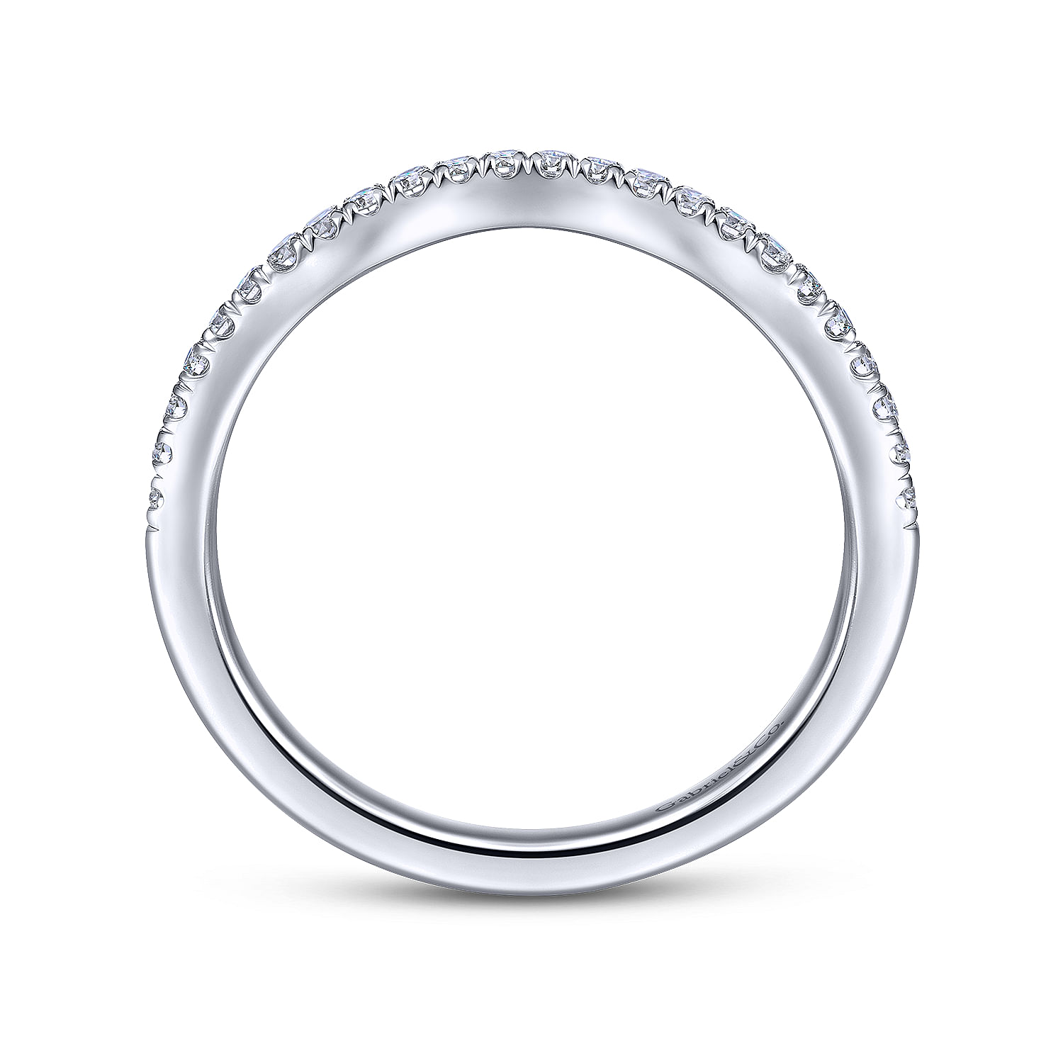 18k White Gold Diamond Curved Wedding Band angle 2 18k White Gold Diamond Curved Wedding Band angle 2