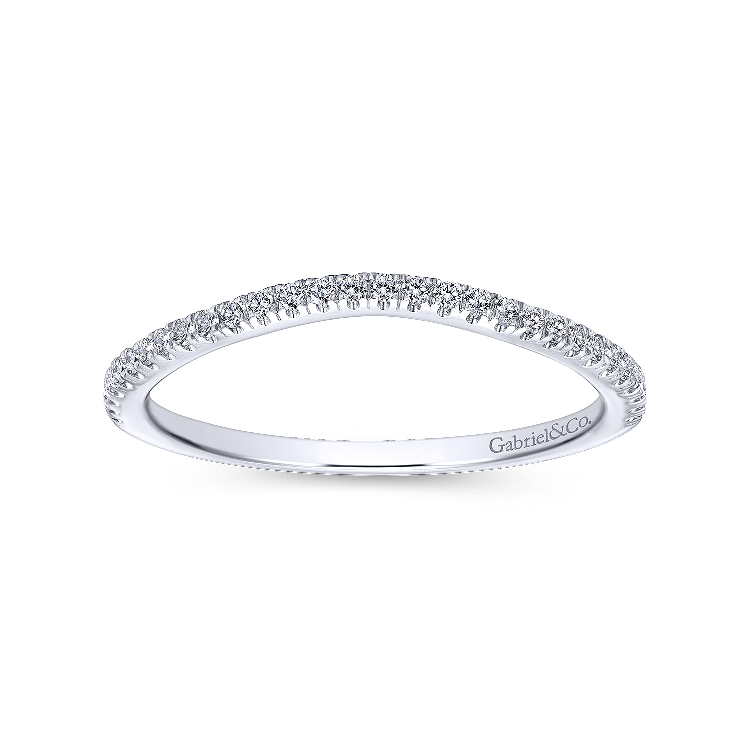 18k White Gold Diamond Curved Wedding Band angle 5 18k White Gold Diamond Curved Wedding Band angle 5