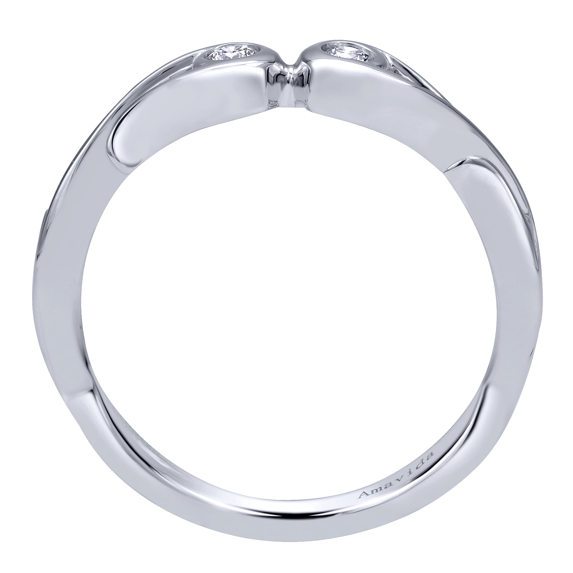 18k White Gold Diamond Curved Wedding Band angle 2 18k White Gold Diamond Curved Wedding Band angle 2