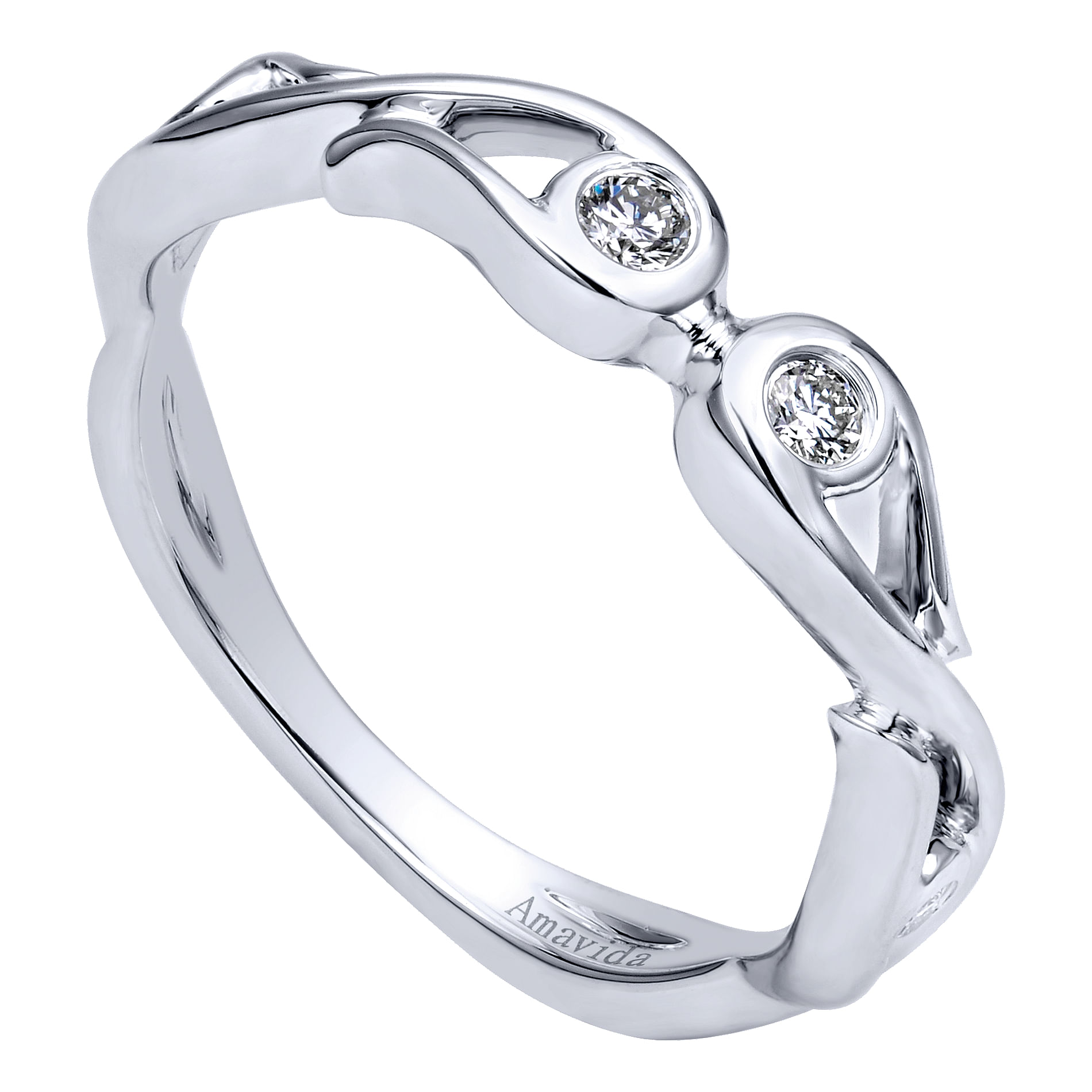 18k White Gold Diamond Curved Wedding Band angle 3 18k White Gold Diamond Curved Wedding Band angle 3