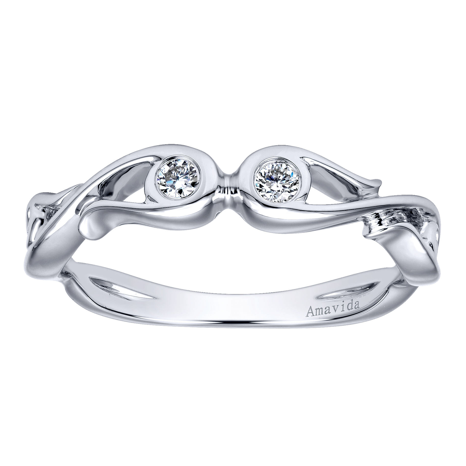 18k White Gold Diamond Curved Wedding Band angle 5 18k White Gold Diamond Curved Wedding Band angle 5