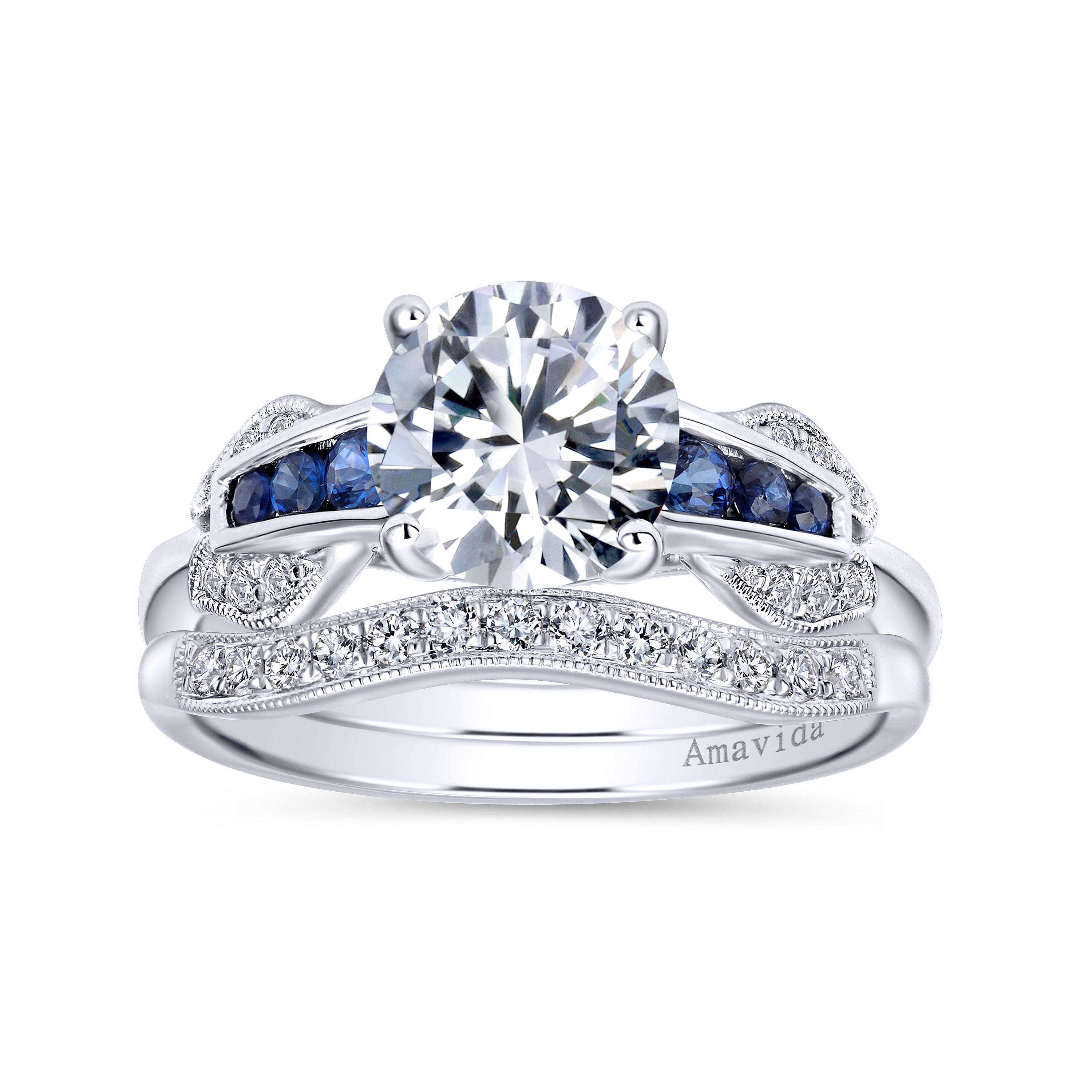 18k White Gold Diamond Curved Wedding Band angle 4 18k White Gold Diamond Curved Wedding Band angle 4