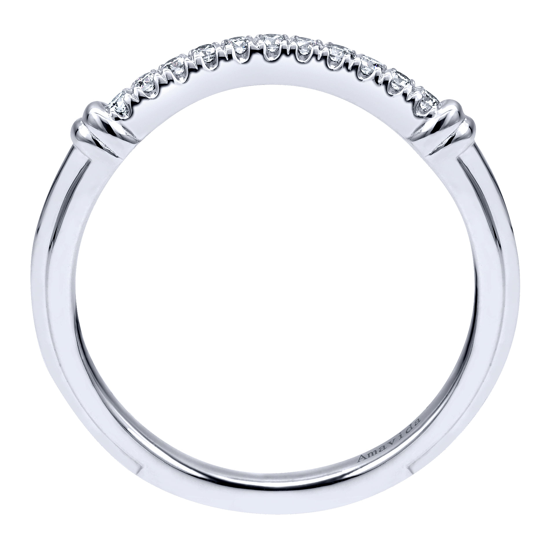 18k White Gold Diamond Curved Wedding Band angle 2 18k White Gold Diamond Curved Wedding Band angle 2