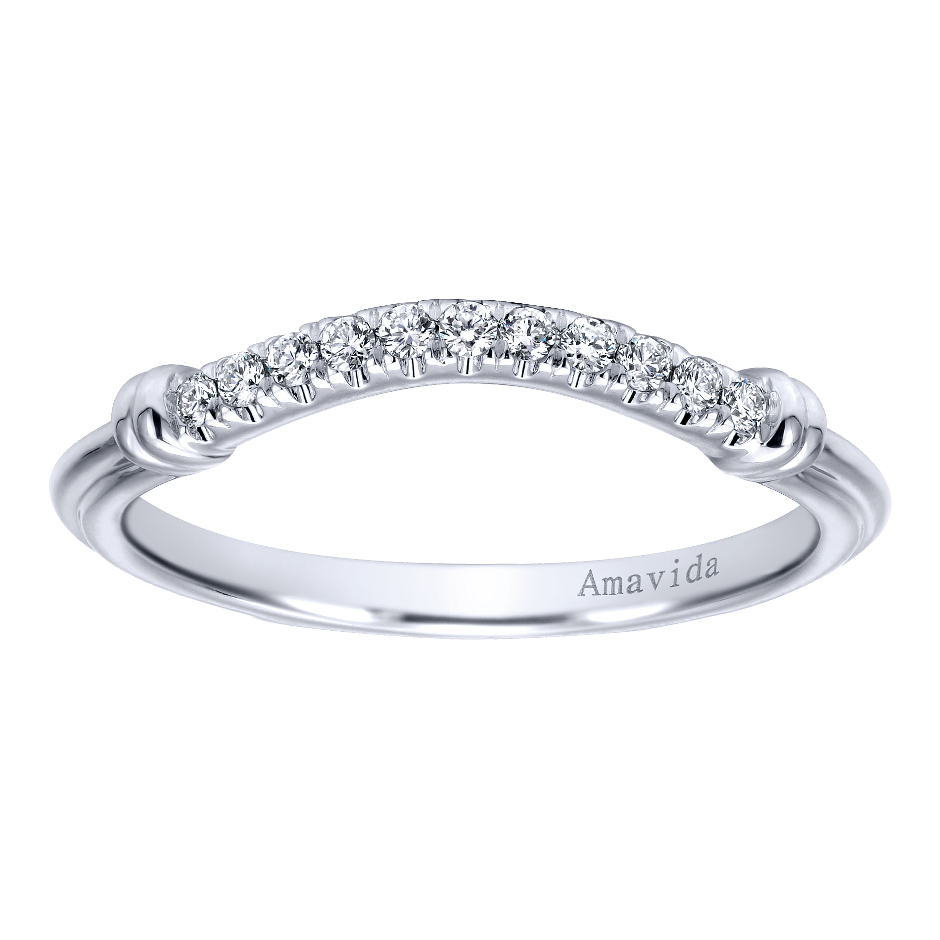 18k White Gold Diamond Curved Wedding Band angle 5 18k White Gold Diamond Curved Wedding Band angle 5
